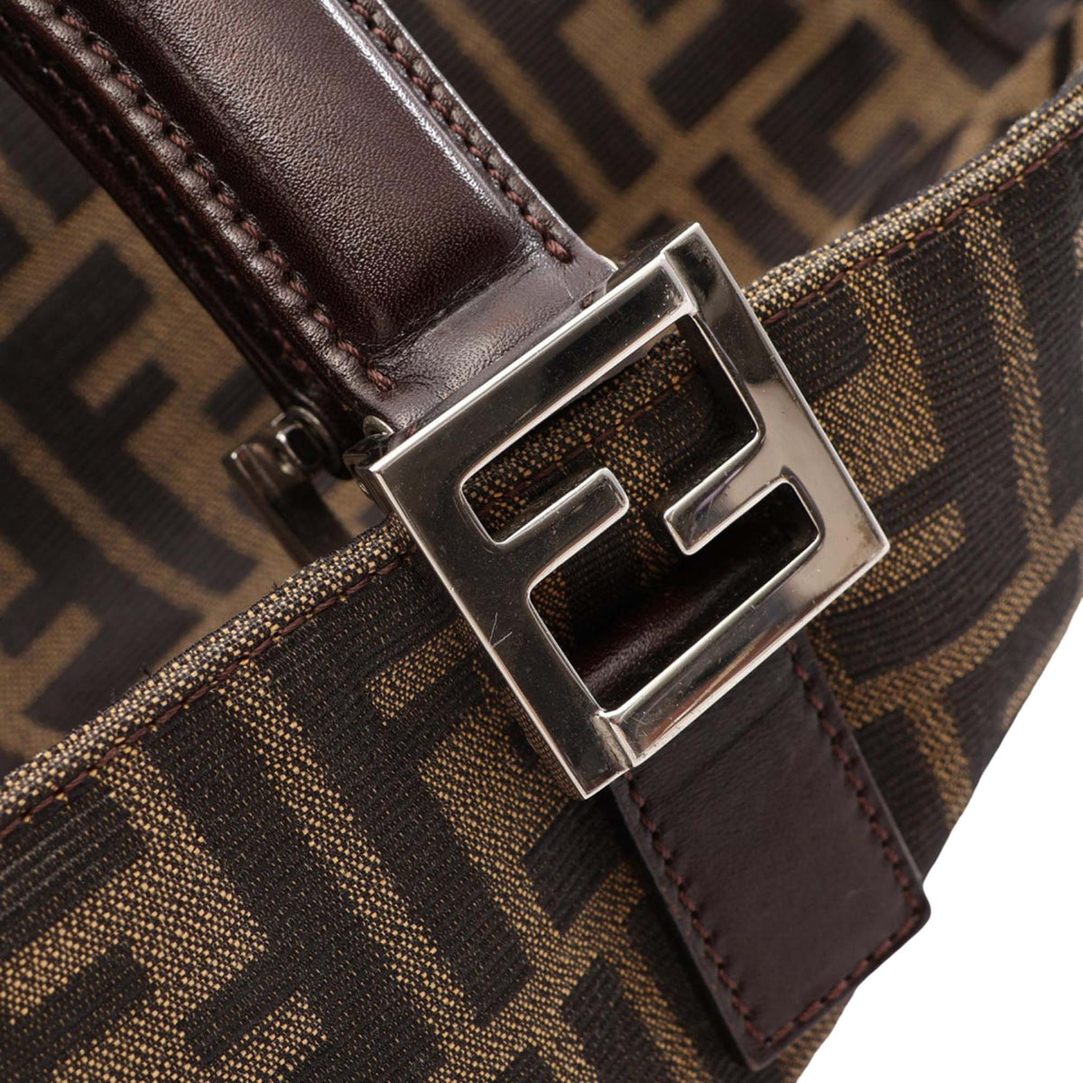 Fendi Large Zucca Canvas Twins Tote — Brown