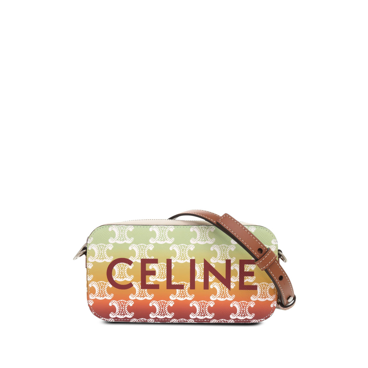 Celine Triomphe Coated Canvas Sunset Logo Horizontal Pouch — Brown