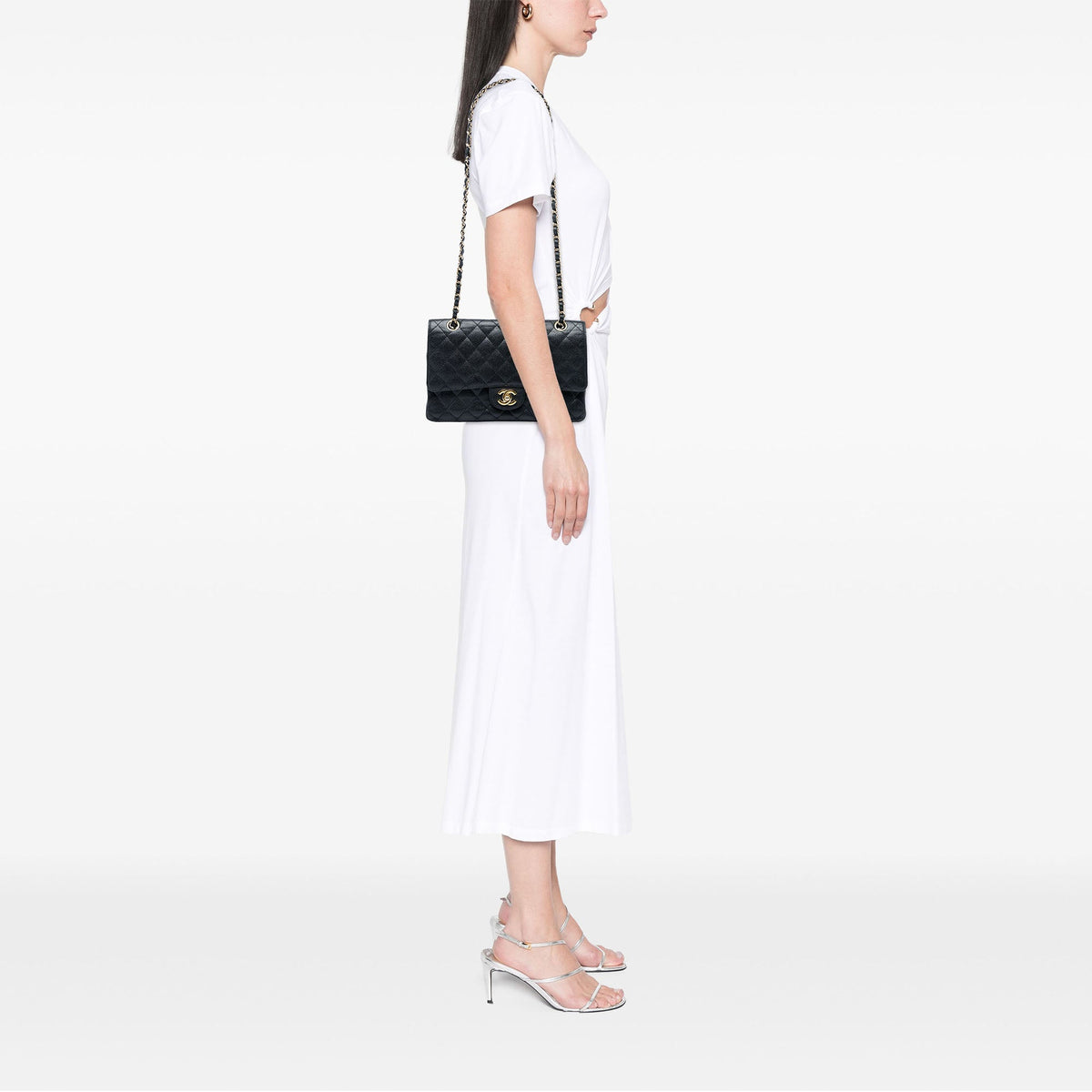 Chanel Medium Classic Caviar Double Flap — Black