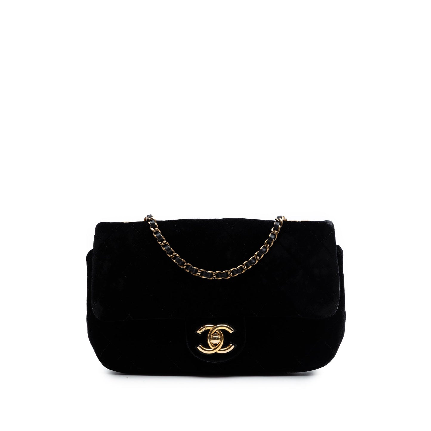 Chanel Small Quilted Velvet CC Eyelet Flap