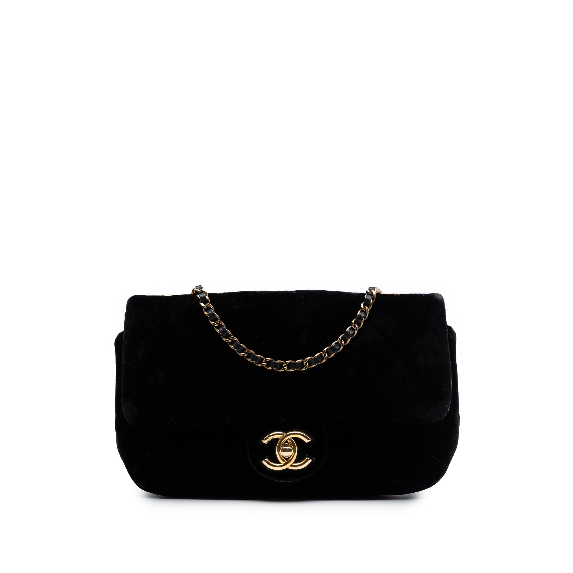 Chanel Small Quilted Velvet CC Eyelet Flap