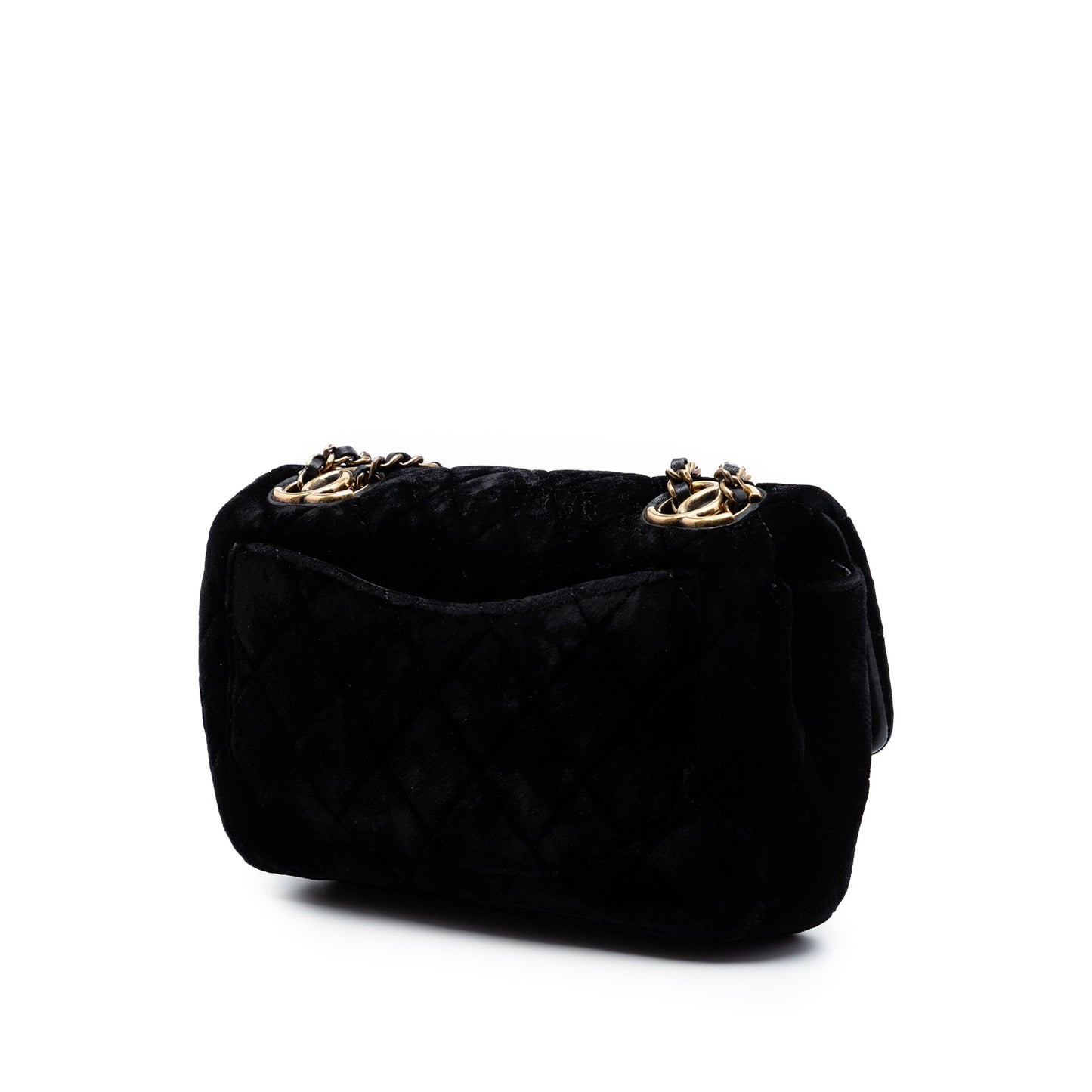Chanel Small Quilted Velvet CC Eyelet Flap