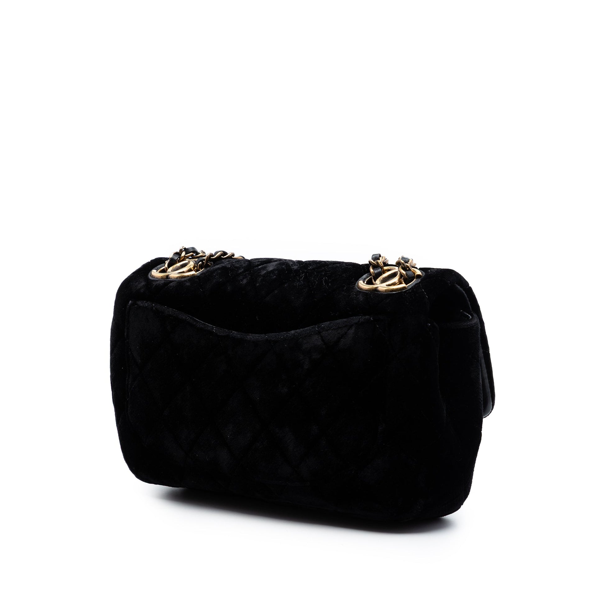 Chanel Small Quilted Velvet CC Eyelet Flap