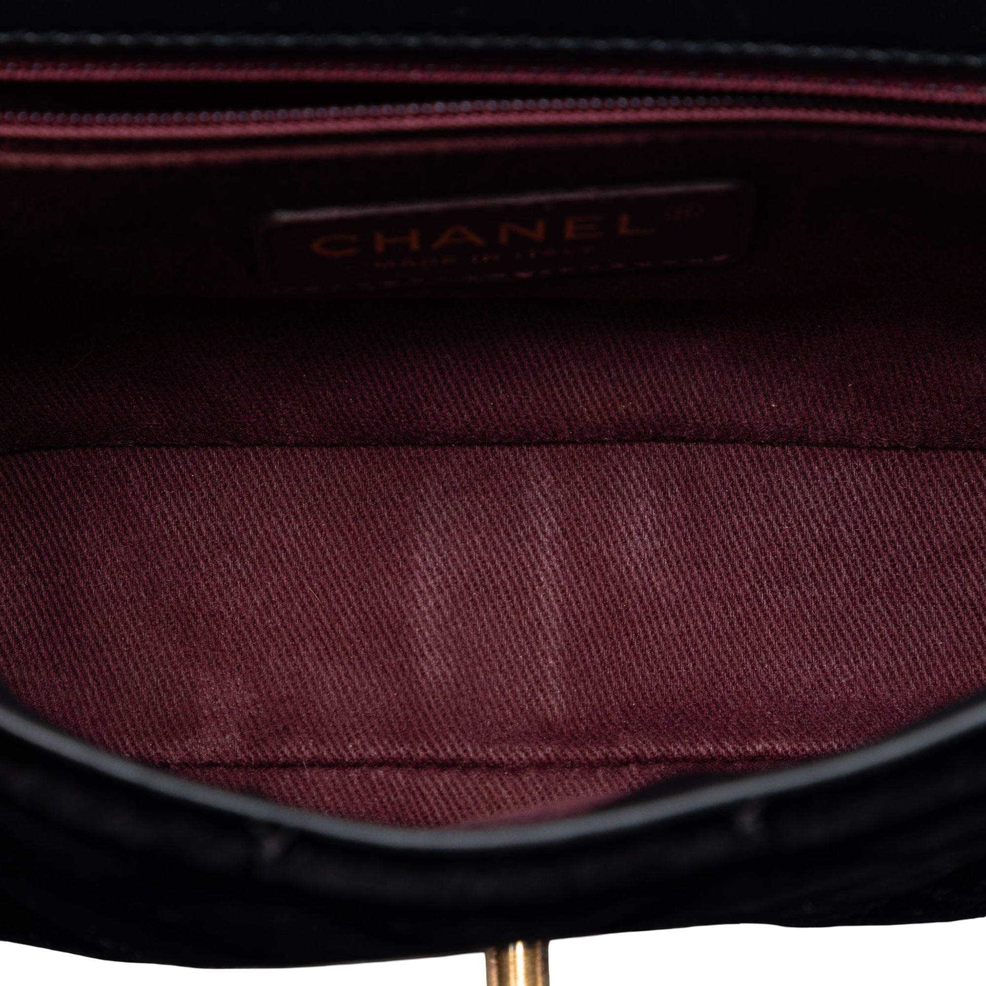 Chanel Small Quilted Velvet CC Eyelet Flap