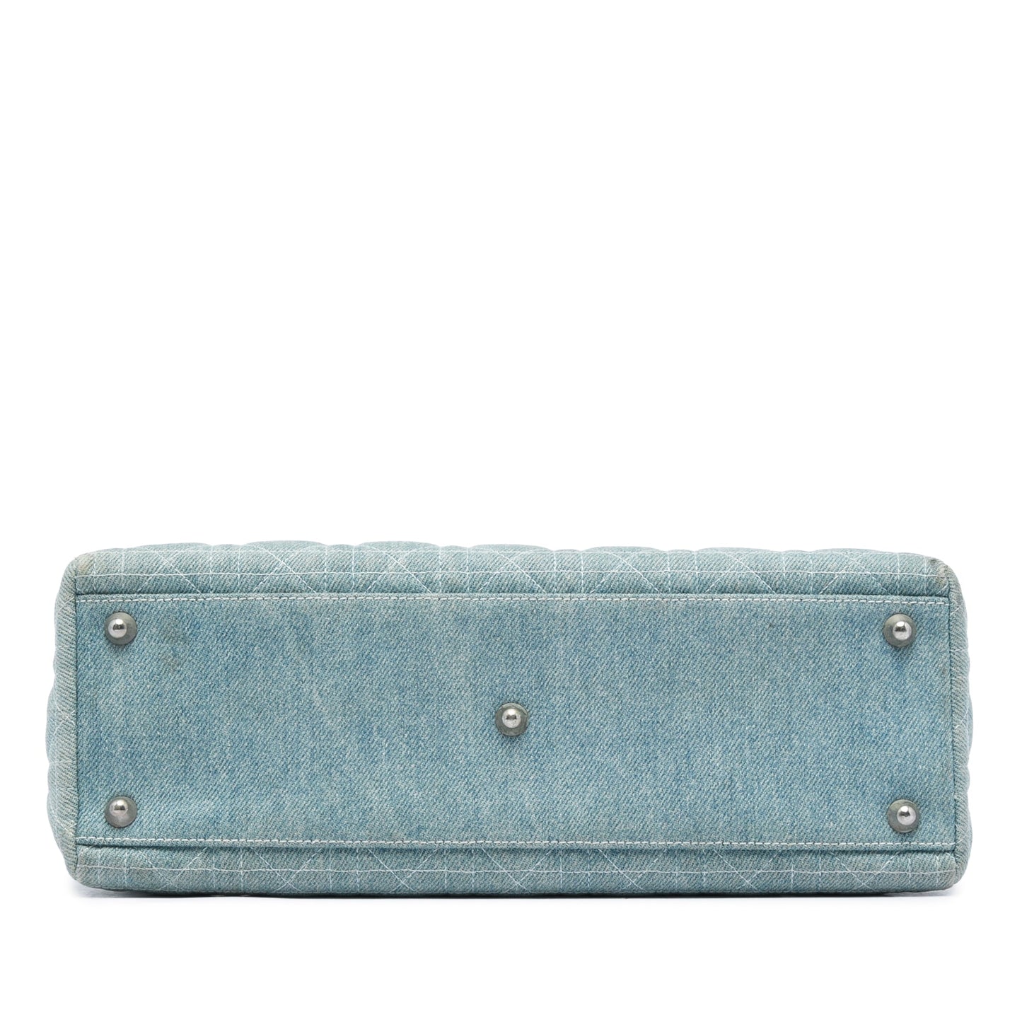 Dior Large Denim Cannage Acrylic Handles Lady Dior