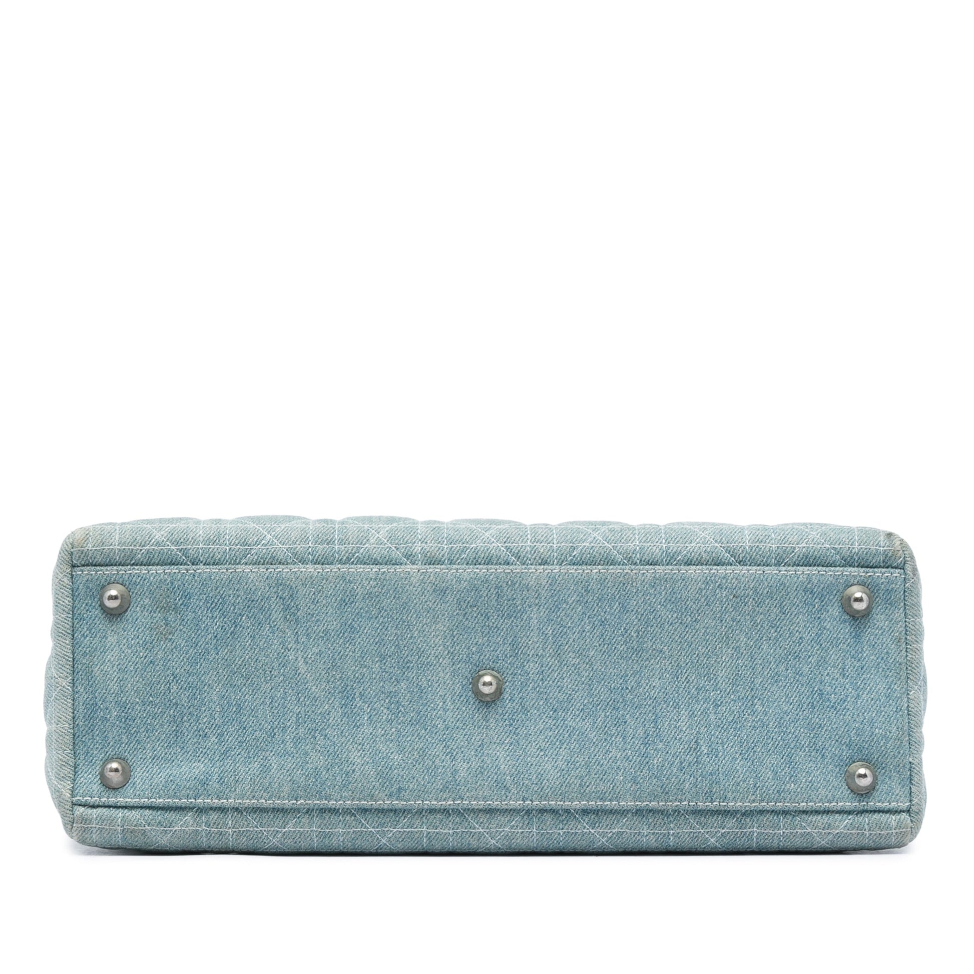 Dior Large Denim Cannage Acrylic Handles Lady Dior
