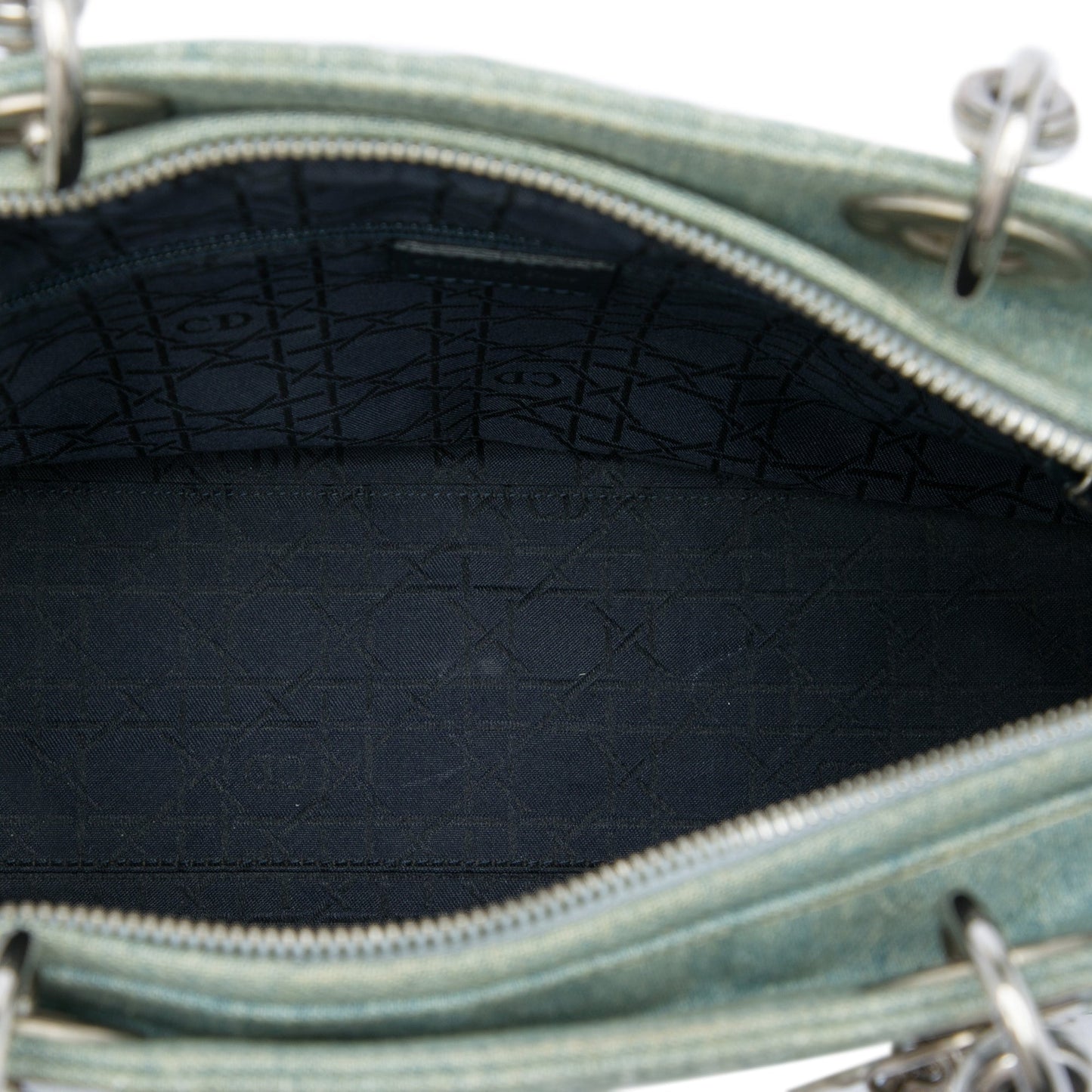 Dior Large Denim Cannage Acrylic Handles Lady Dior