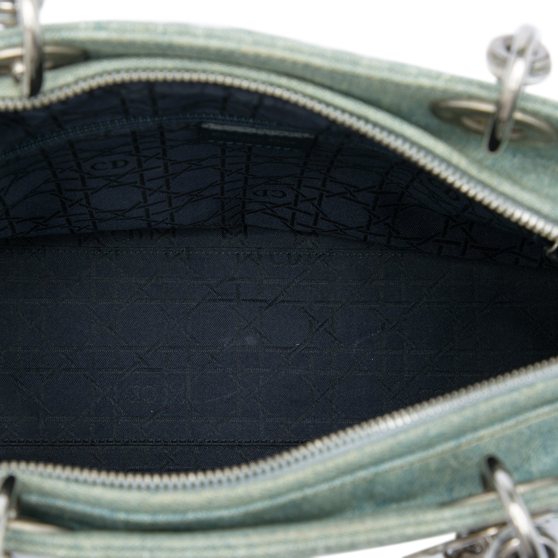 Dior Large Denim Cannage Acrylic Handles Lady Dior