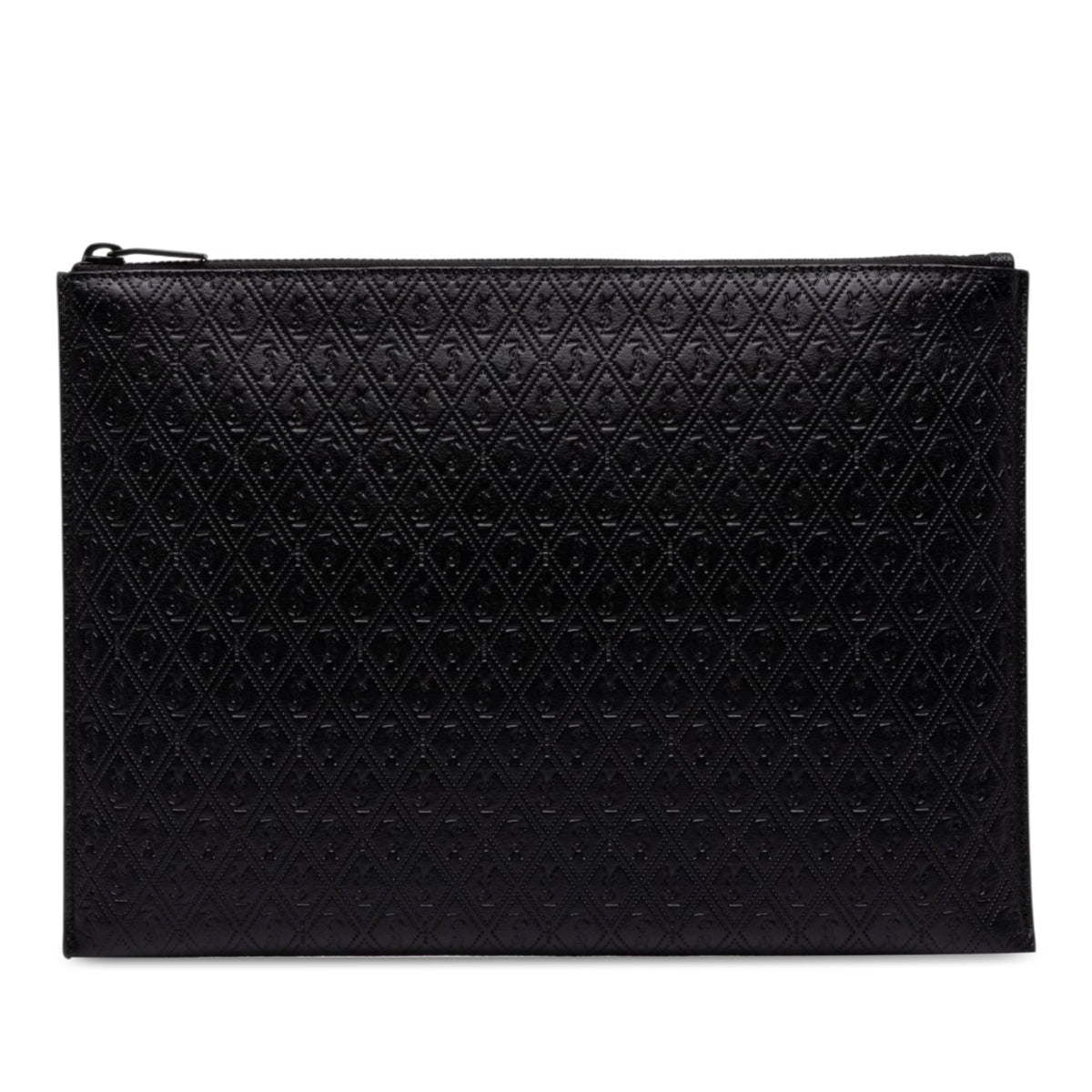 Saint Laurent Leather Monogram Allover Tablet Case — Black