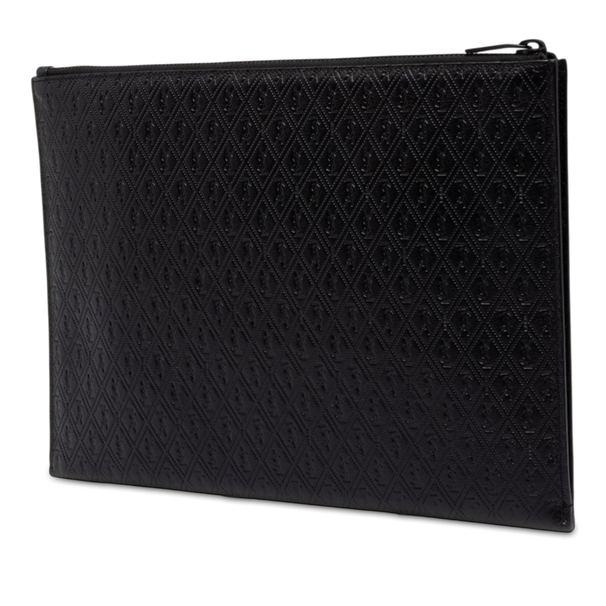 Saint Laurent Leather Monogram Allover Tablet Case — Black