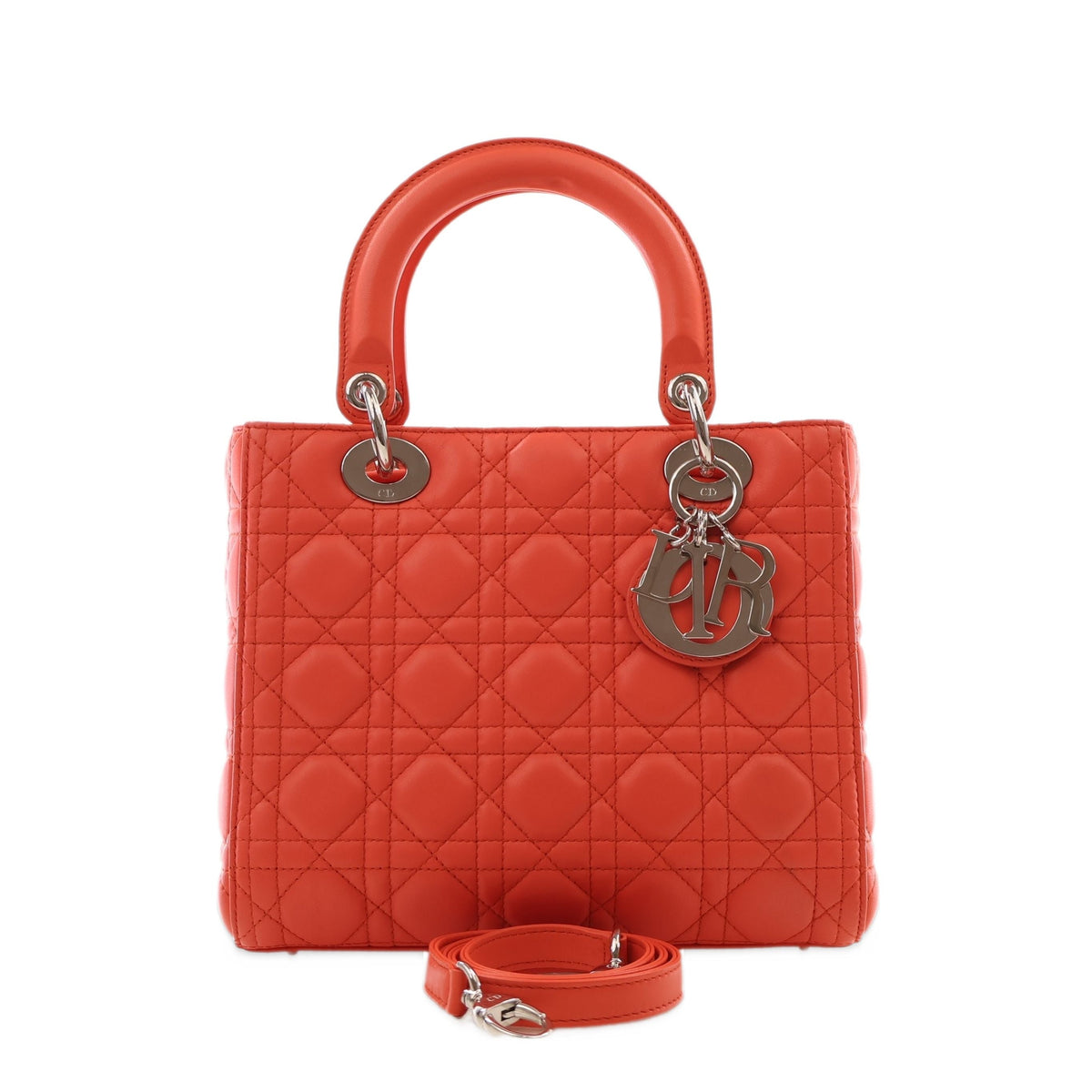 Dior Medium Lambskin Cannage Lady Dior — Orange