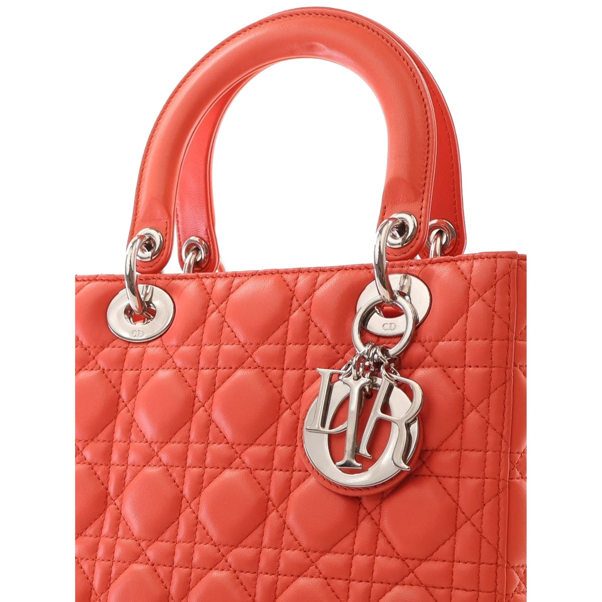 Dior Medium Lambskin Cannage Lady Dior — Orange