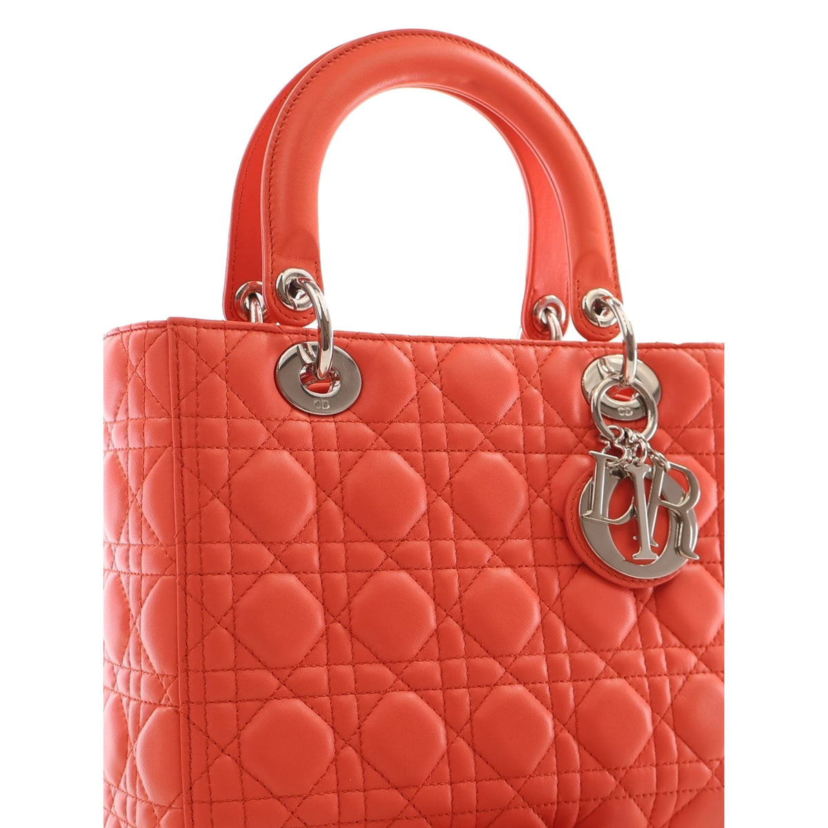 Dior Medium Lambskin Cannage Lady Dior — Orange