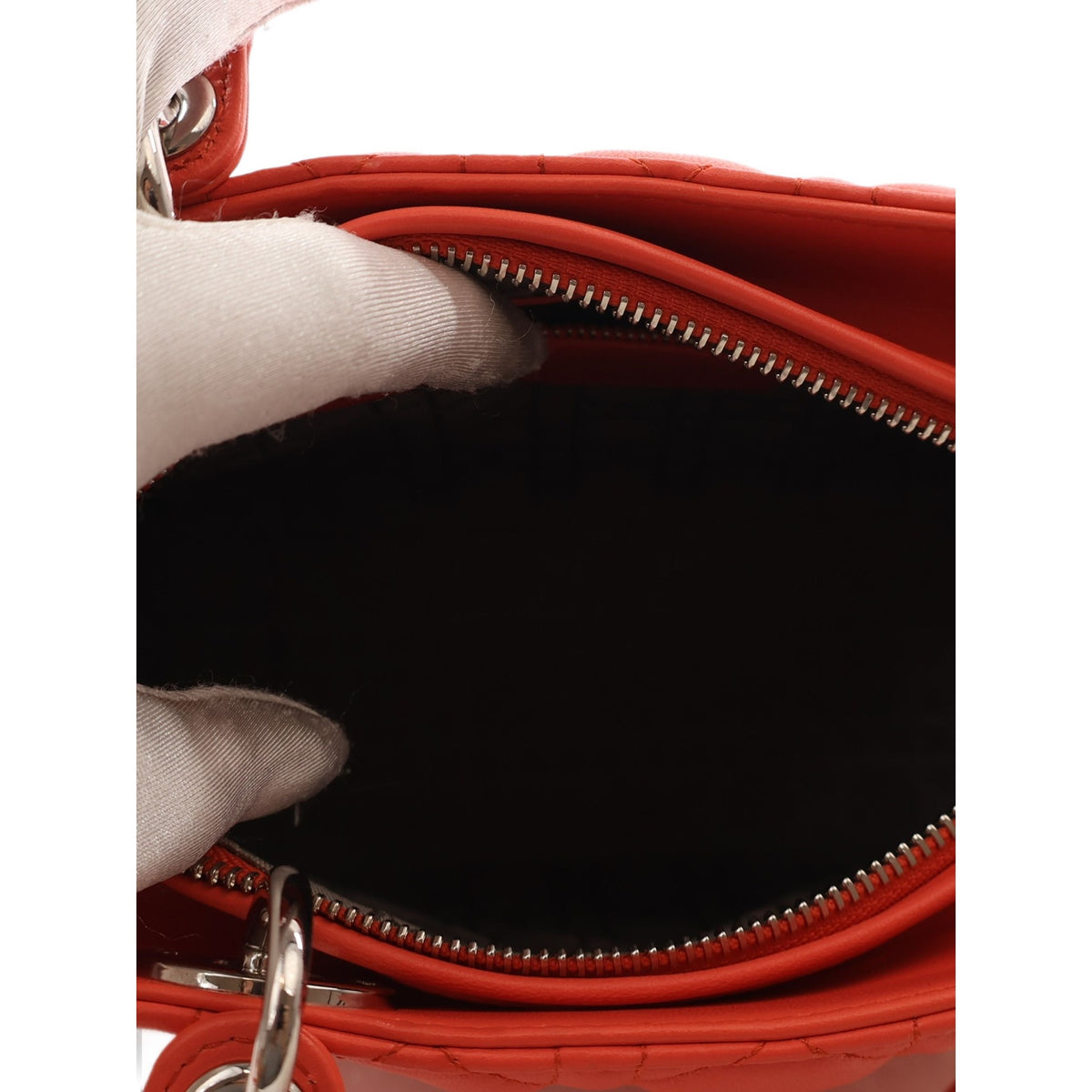 Dior Medium Lambskin Cannage Lady Dior — Orange