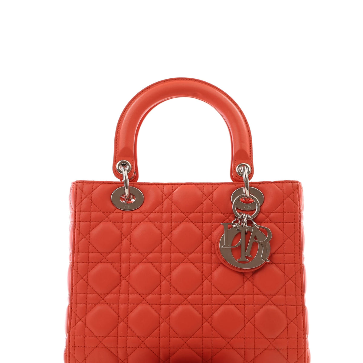 Dior Medium Lambskin Cannage Lady Dior — Orange