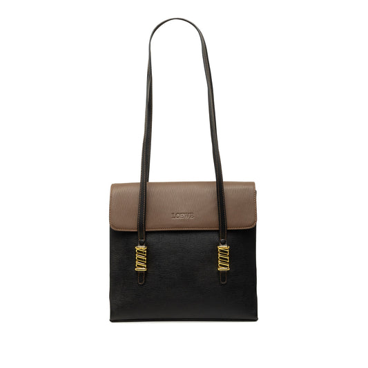LOEWE Bicolor Leather Velazquez Twist Shoulder Bag — Black