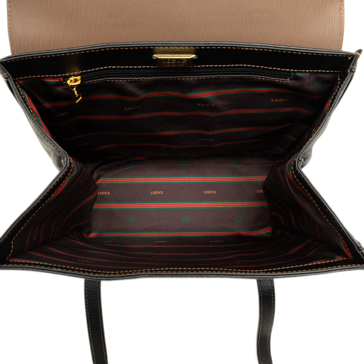 LOEWE Bicolor Leather Velazquez Twist Shoulder Bag — Black