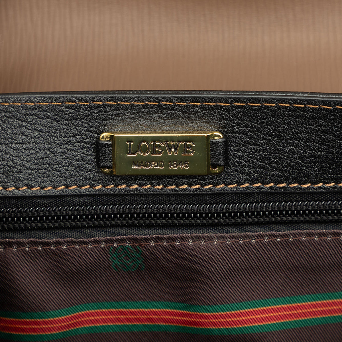 LOEWE Bicolor Leather Velazquez Twist Shoulder Bag — Black