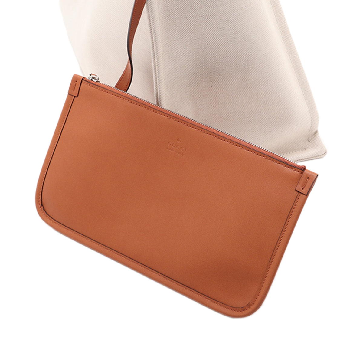 Gucci Large Canvas Logo Tote — Beige