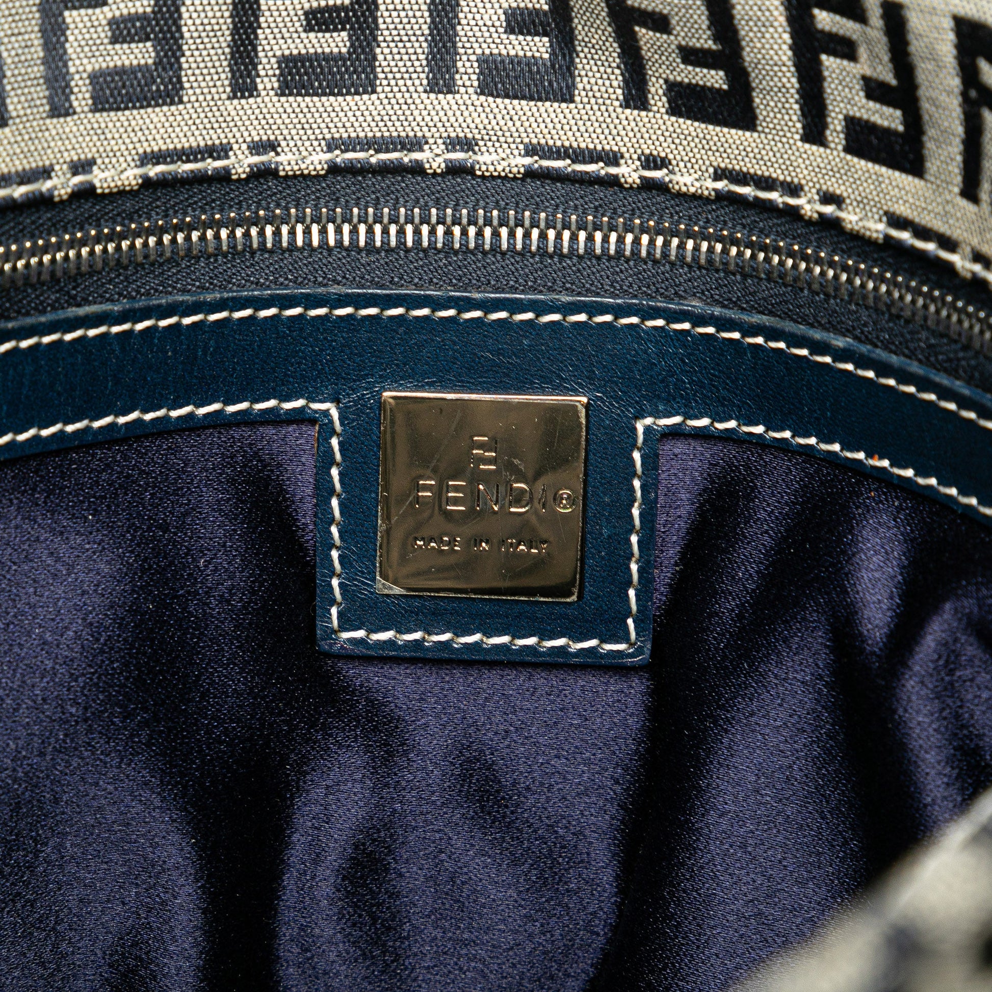 Fendi Zucchino Canvas Double Flap Shoulder Bag