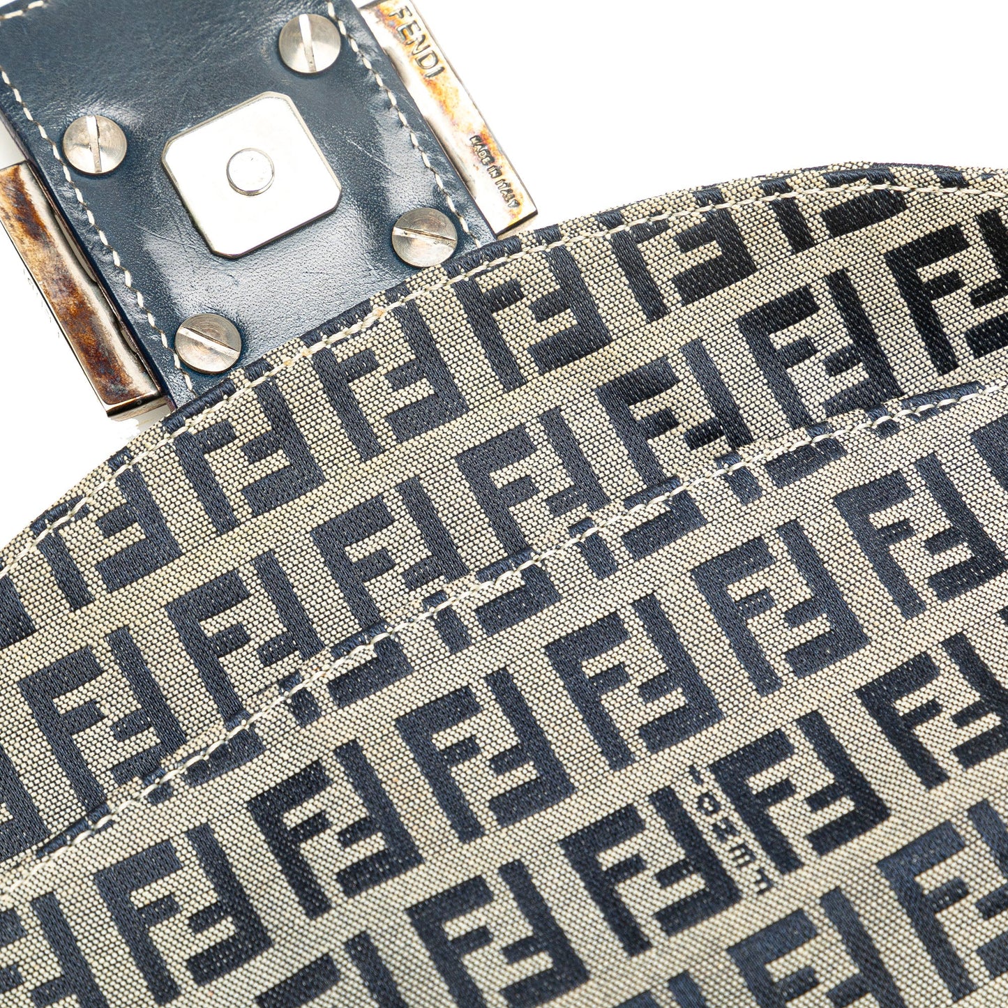 Fendi Zucchino Canvas Double Flap Shoulder Bag
