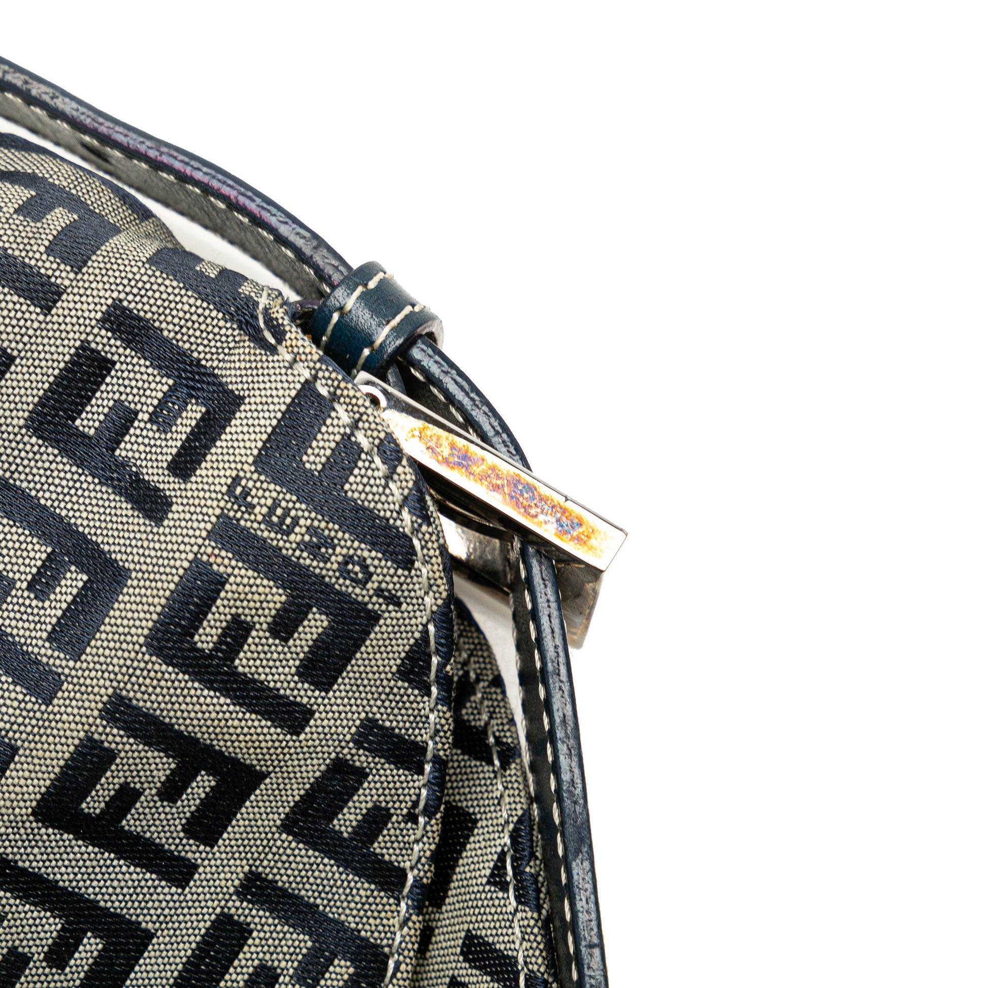 Fendi Zucchino Canvas Double Flap Shoulder Bag