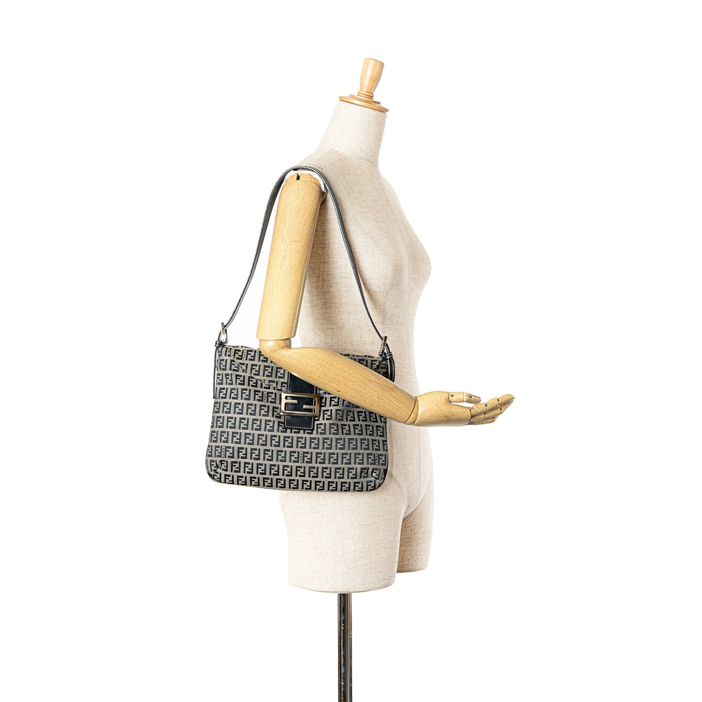 Fendi Zucchino Canvas Double Flap Shoulder Bag