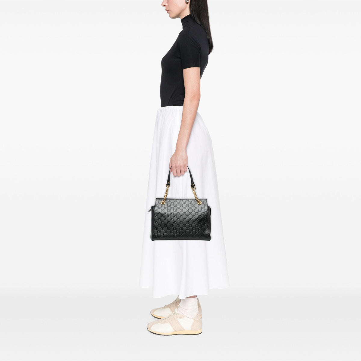 Gucci Medium Guccissima Soft Shoulder Bag — Black