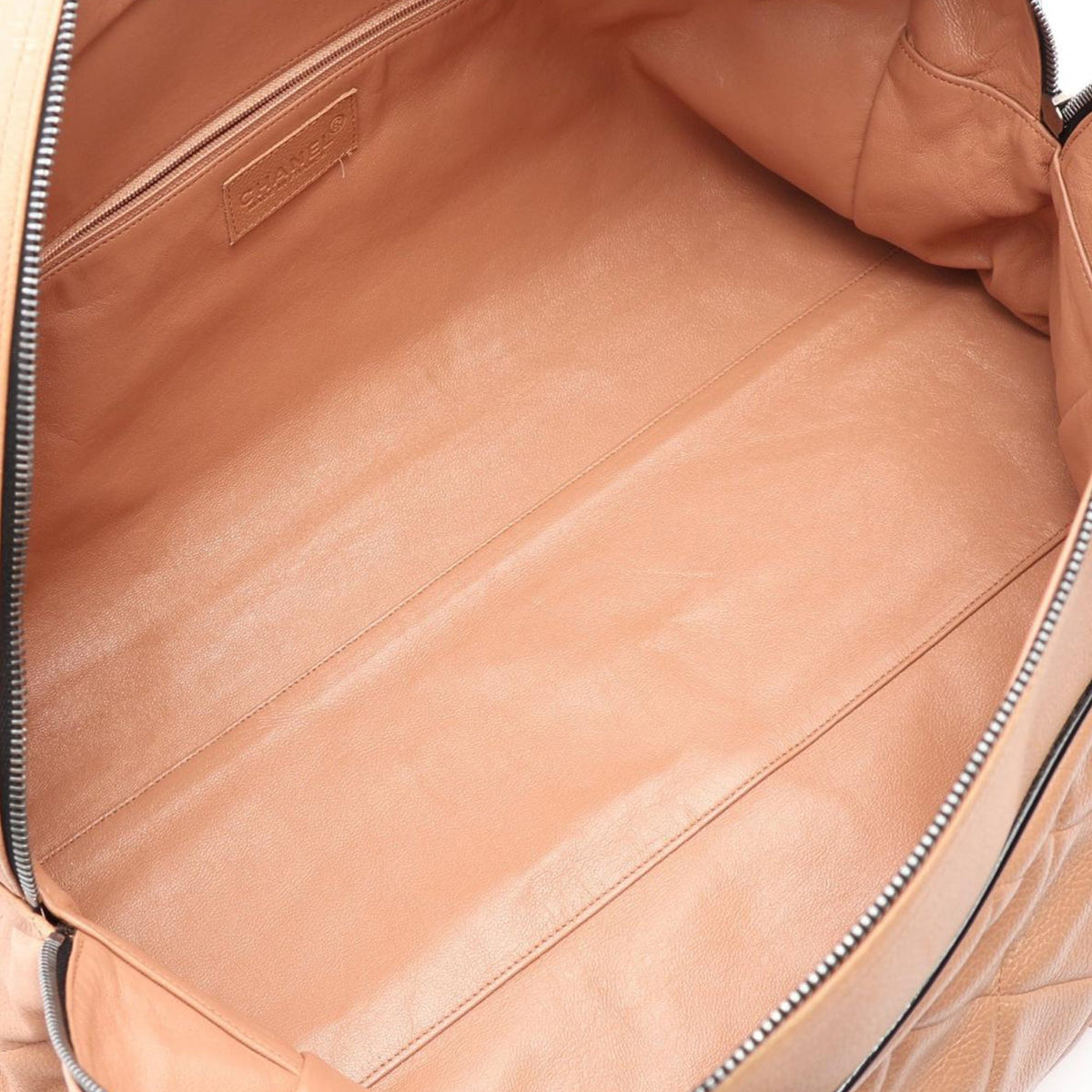 Chanel Large Quilted Grained Calfskin Bowler Handbag — Brown