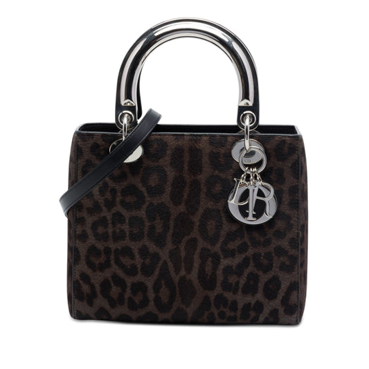 Dior Medium Pony Hair Leopard Print Lady Dior