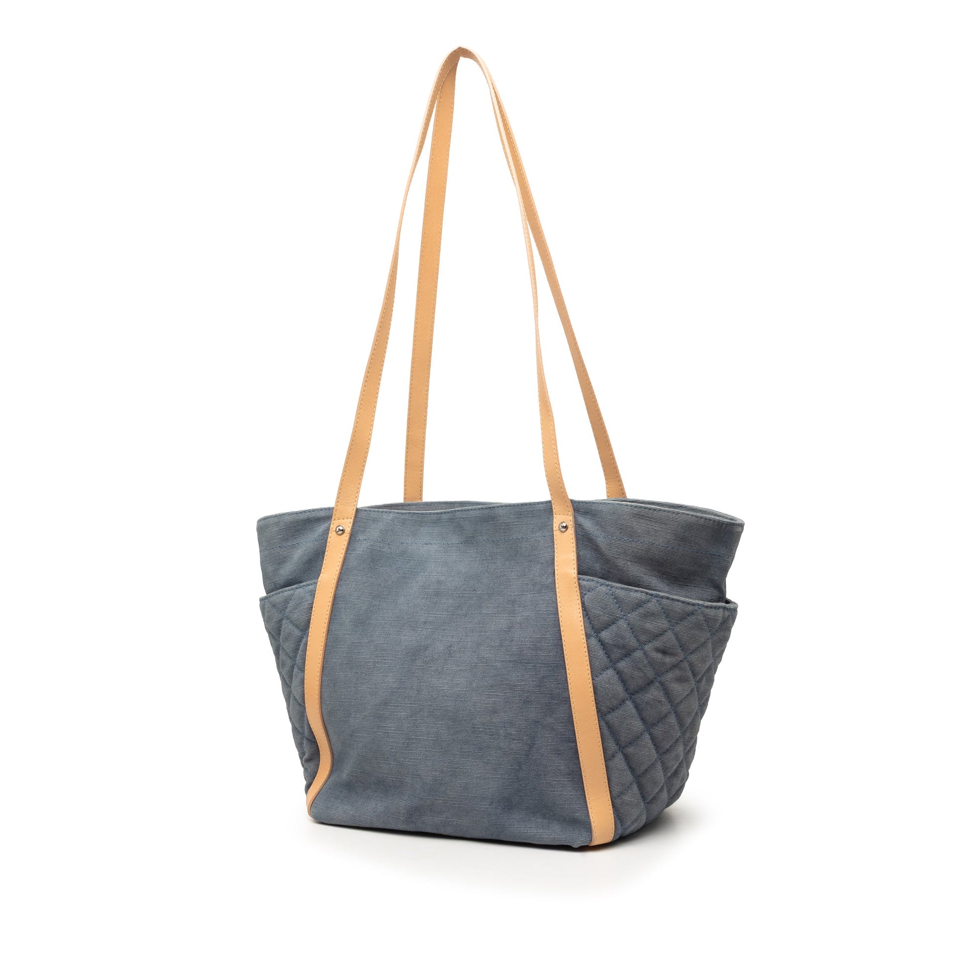 Chanel Quilted Denim CC Camellia Tote