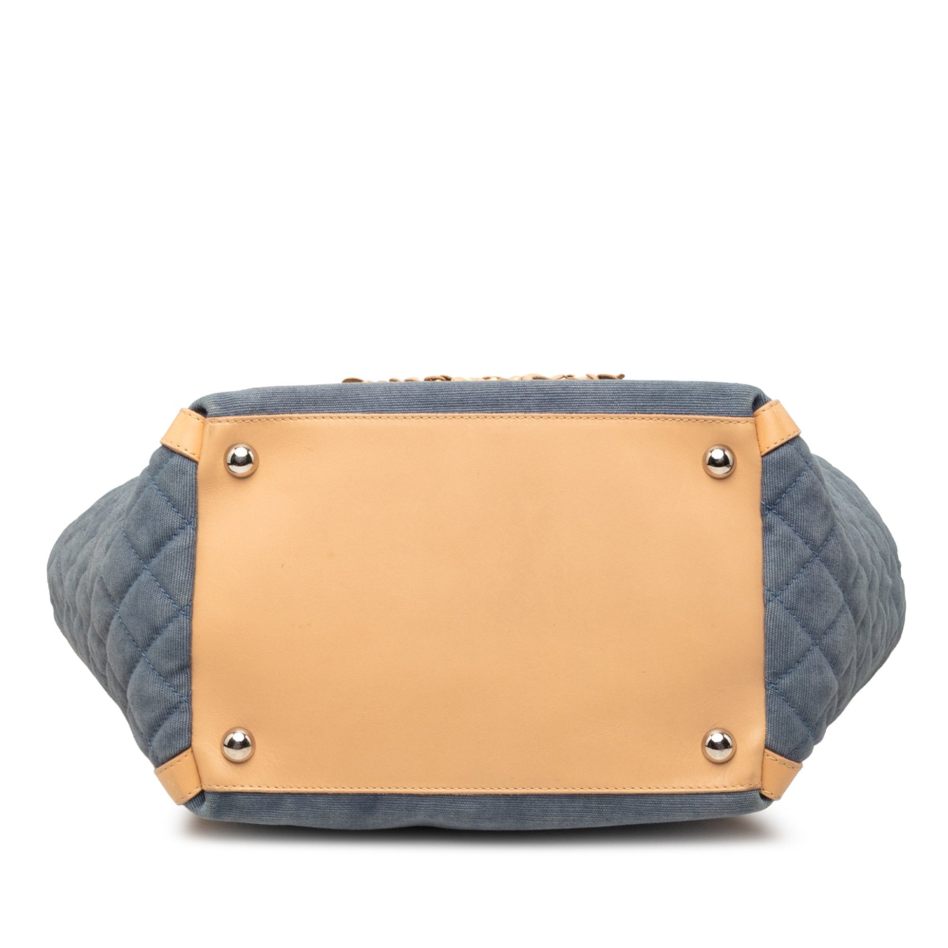 Chanel Quilted Denim CC Camellia Tote