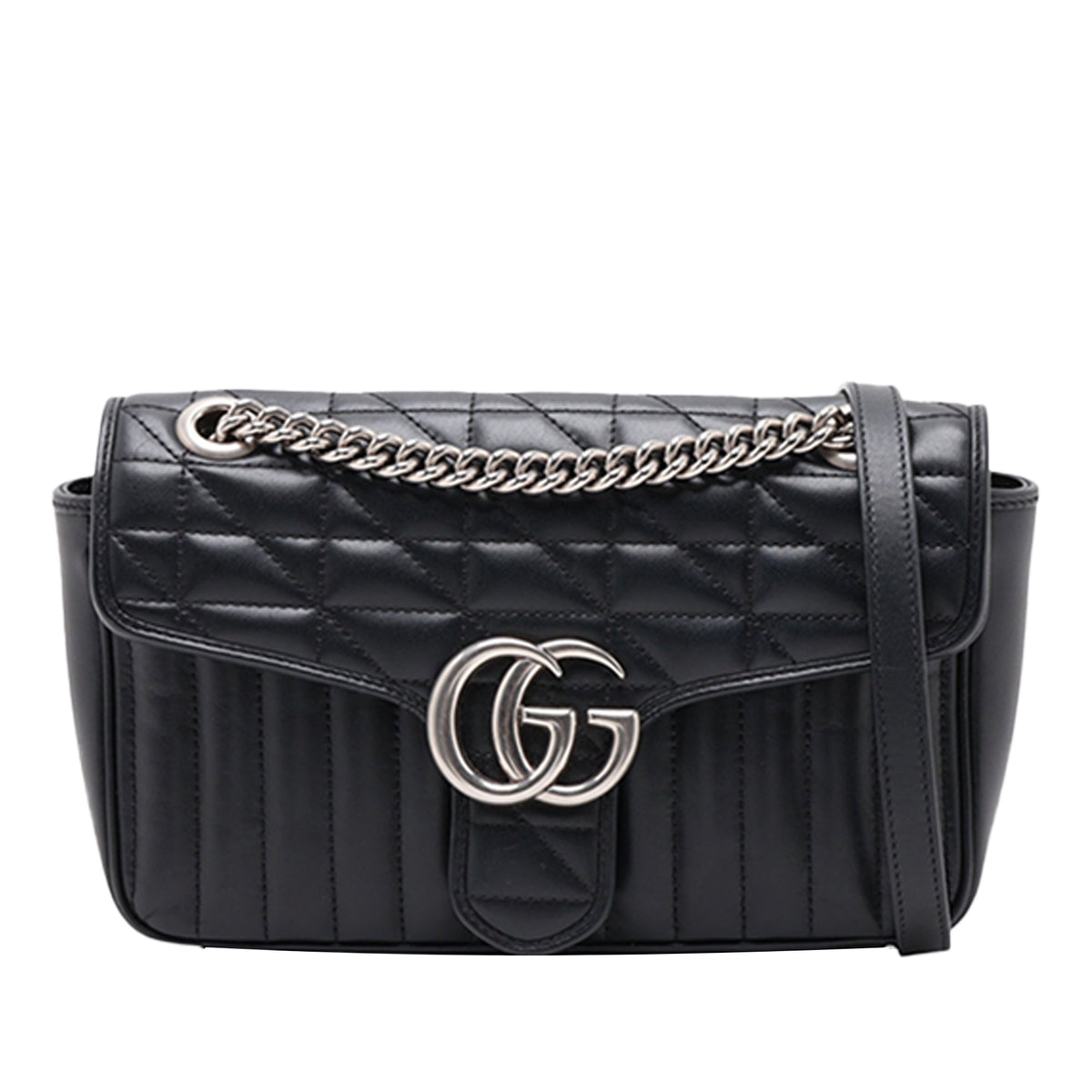 Gucci Medium GG Marmont Matelasse Calfskin Aria Shoulder Bag — Black