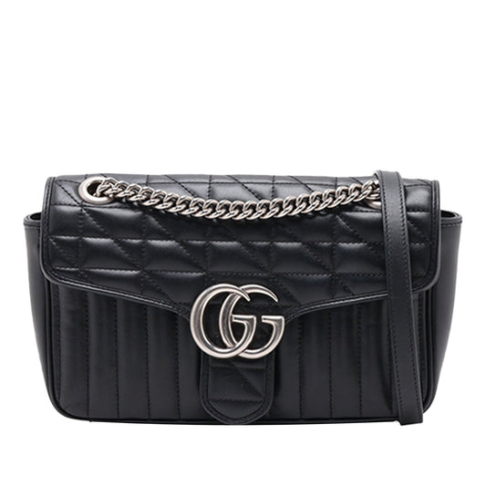 Gucci Medium GG Marmont Matelasse Calfskin Aria Shoulder Bag — Black