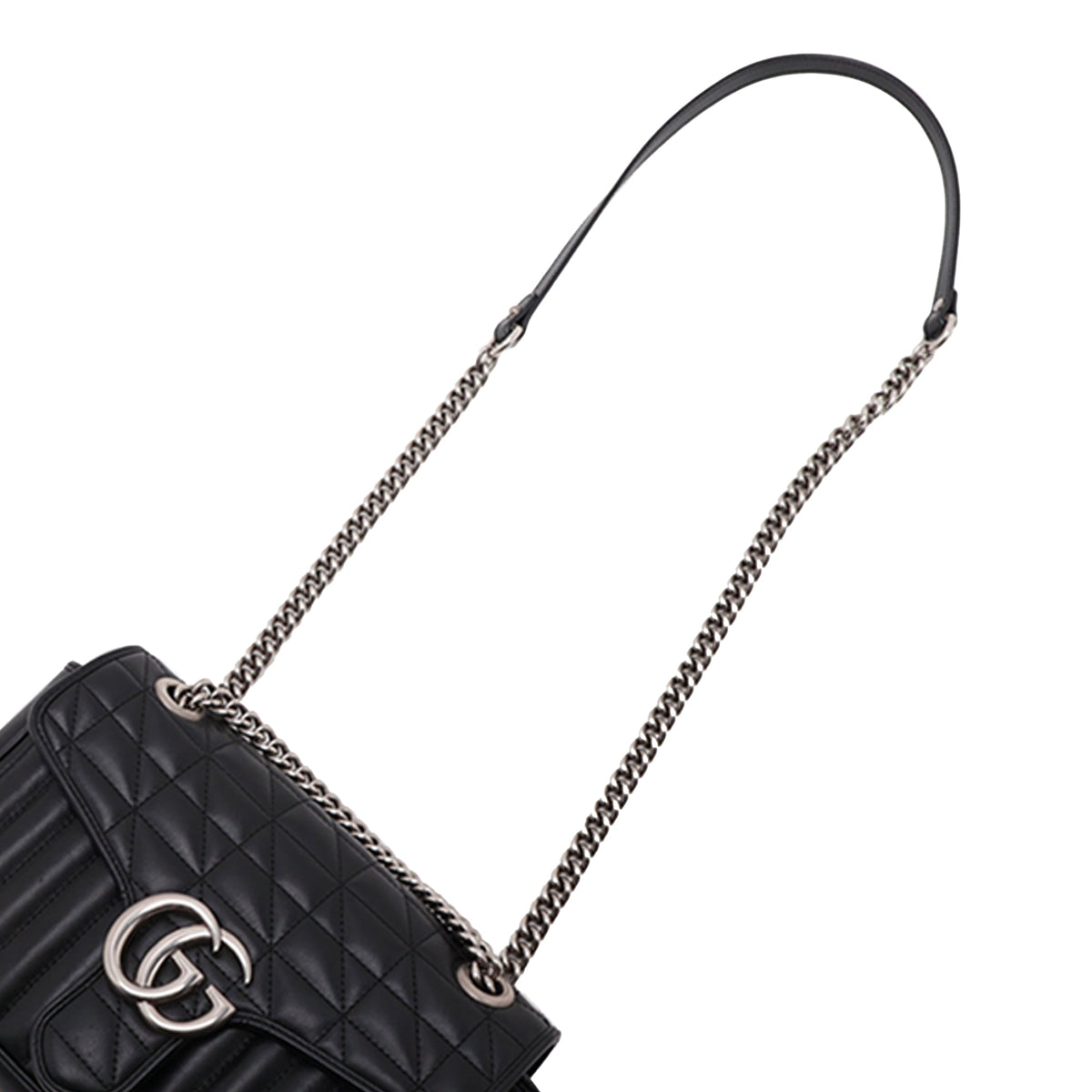 Gucci Medium GG Marmont Matelasse Calfskin Aria Shoulder Bag — Black