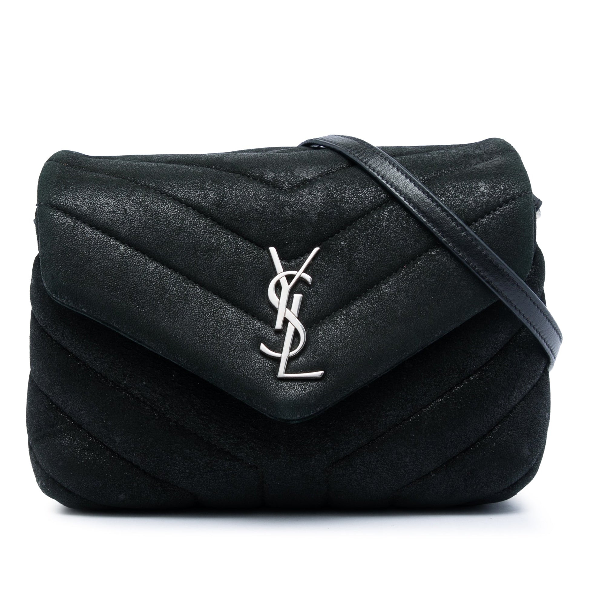 Saint Laurent Toy Matelasse Glitter Suede Monogram LouLou Crossbody