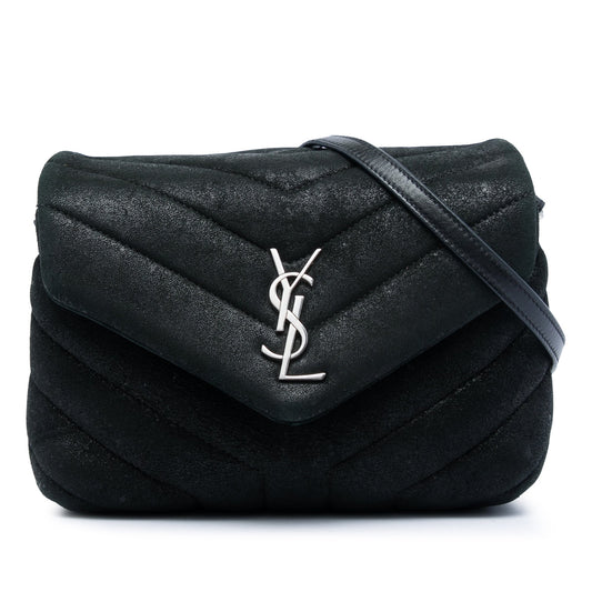 Saint Laurent Toy Matelasse Glitter Suede Monogram LouLou Crossbody