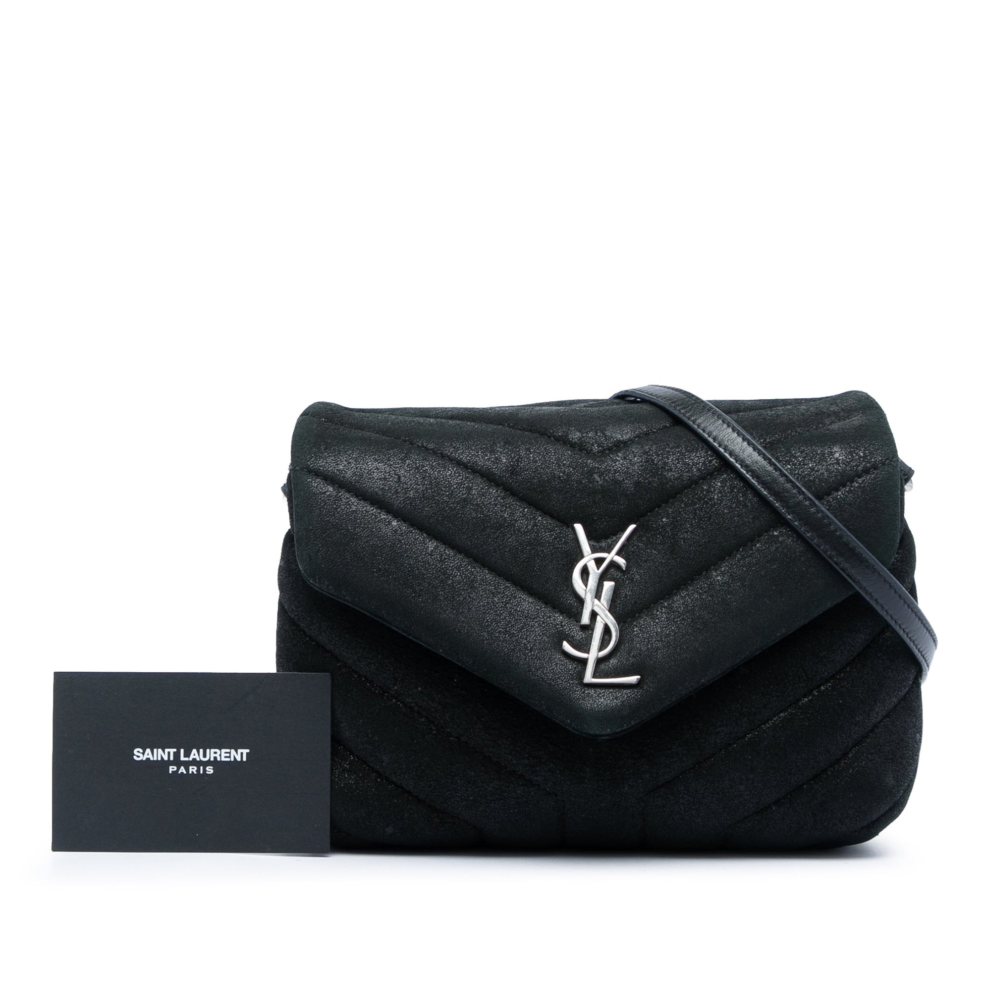 Saint Laurent Toy Matelasse Glitter Suede Monogram LouLou Crossbody