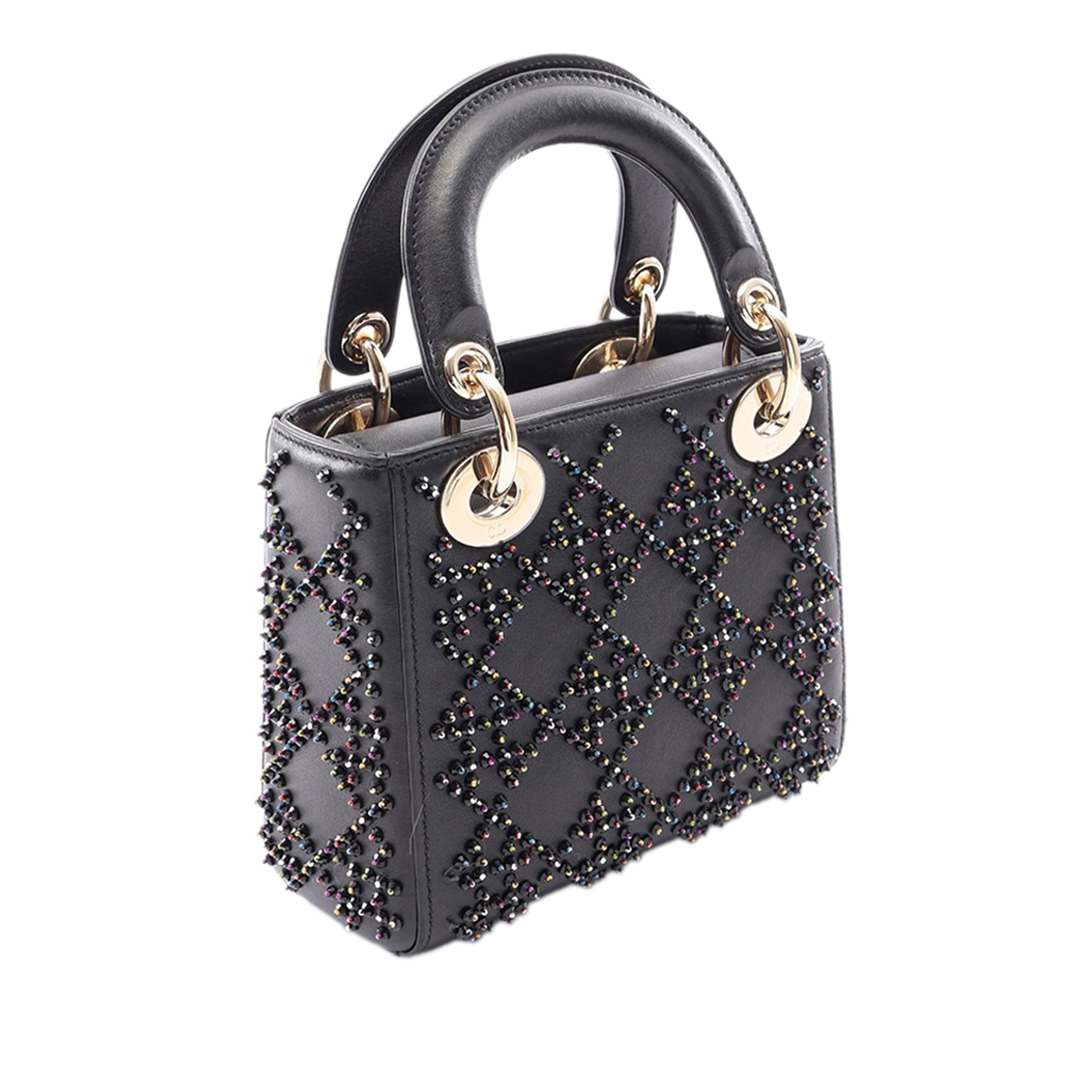Dior Mini Lambskin Cannage Beaded Lady Dior