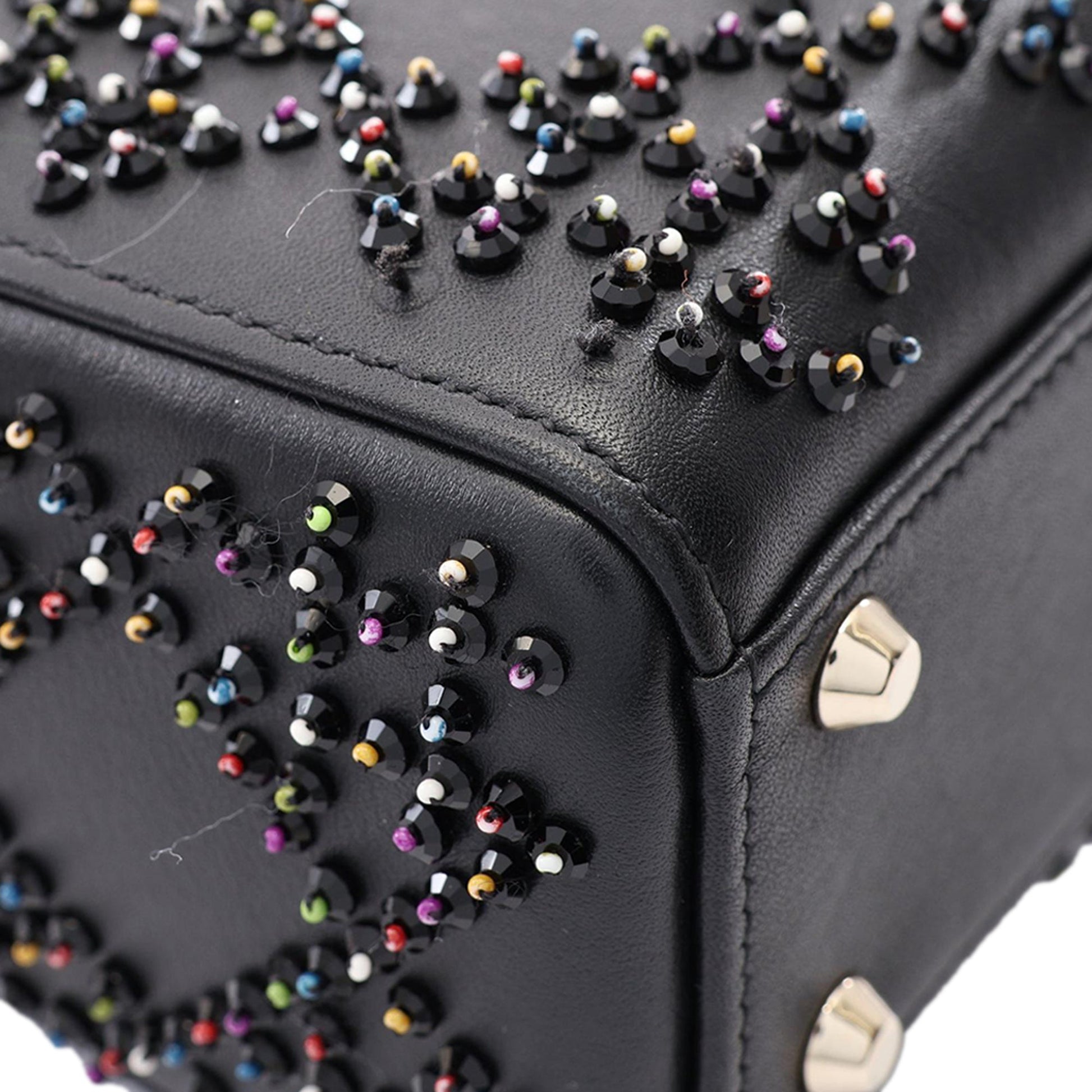 Dior Mini Lambskin Cannage Beaded Lady Dior