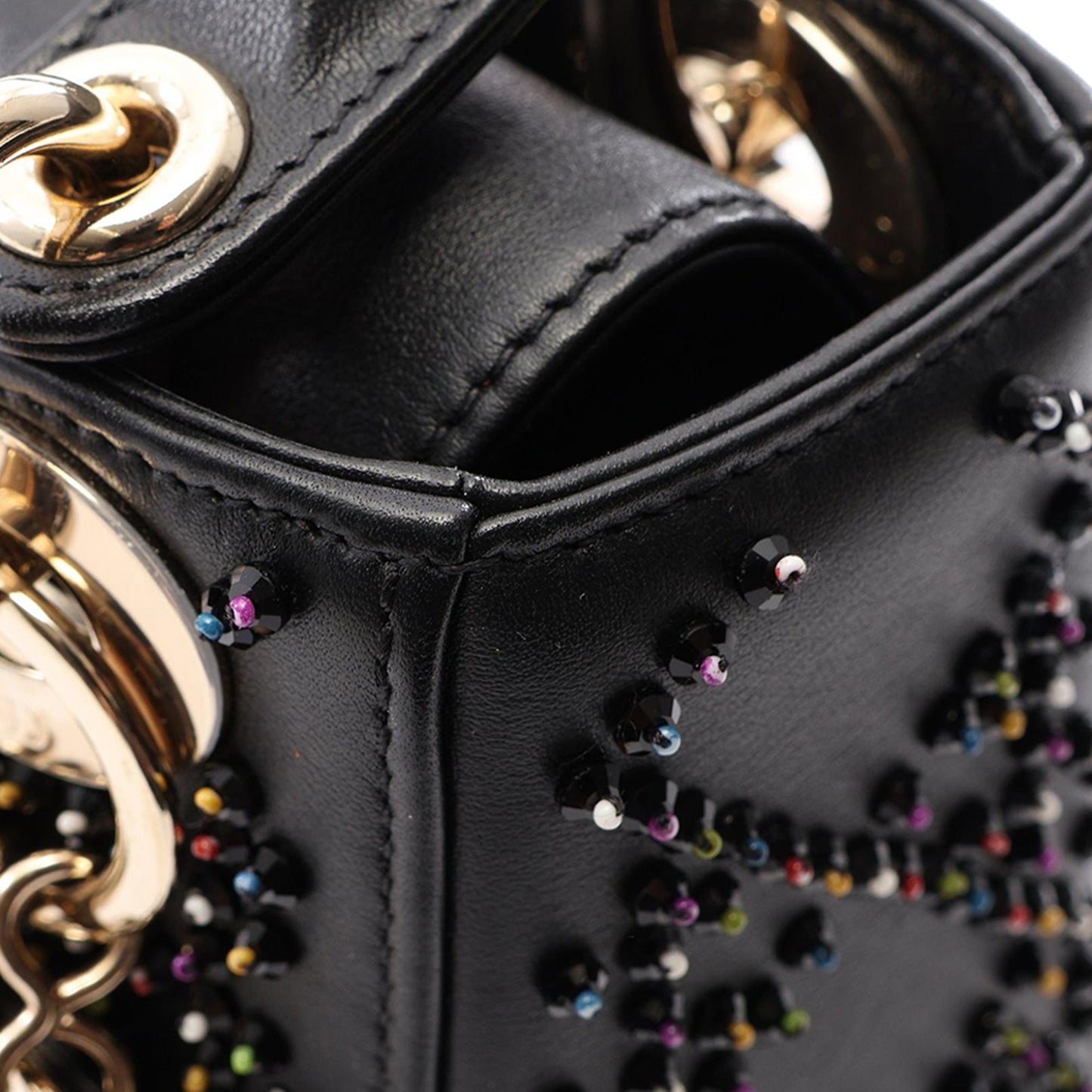 Dior Mini Lambskin Cannage Beaded Lady Dior