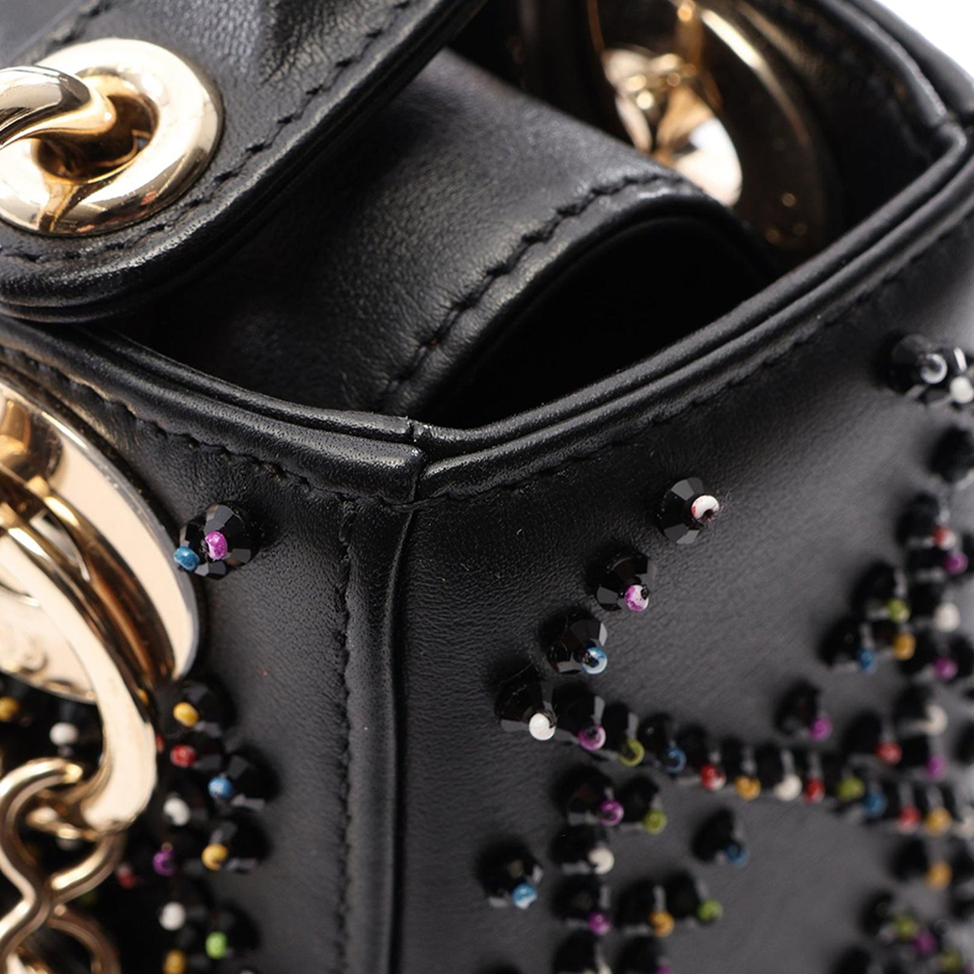Dior Mini Lambskin Cannage Beaded Lady Dior