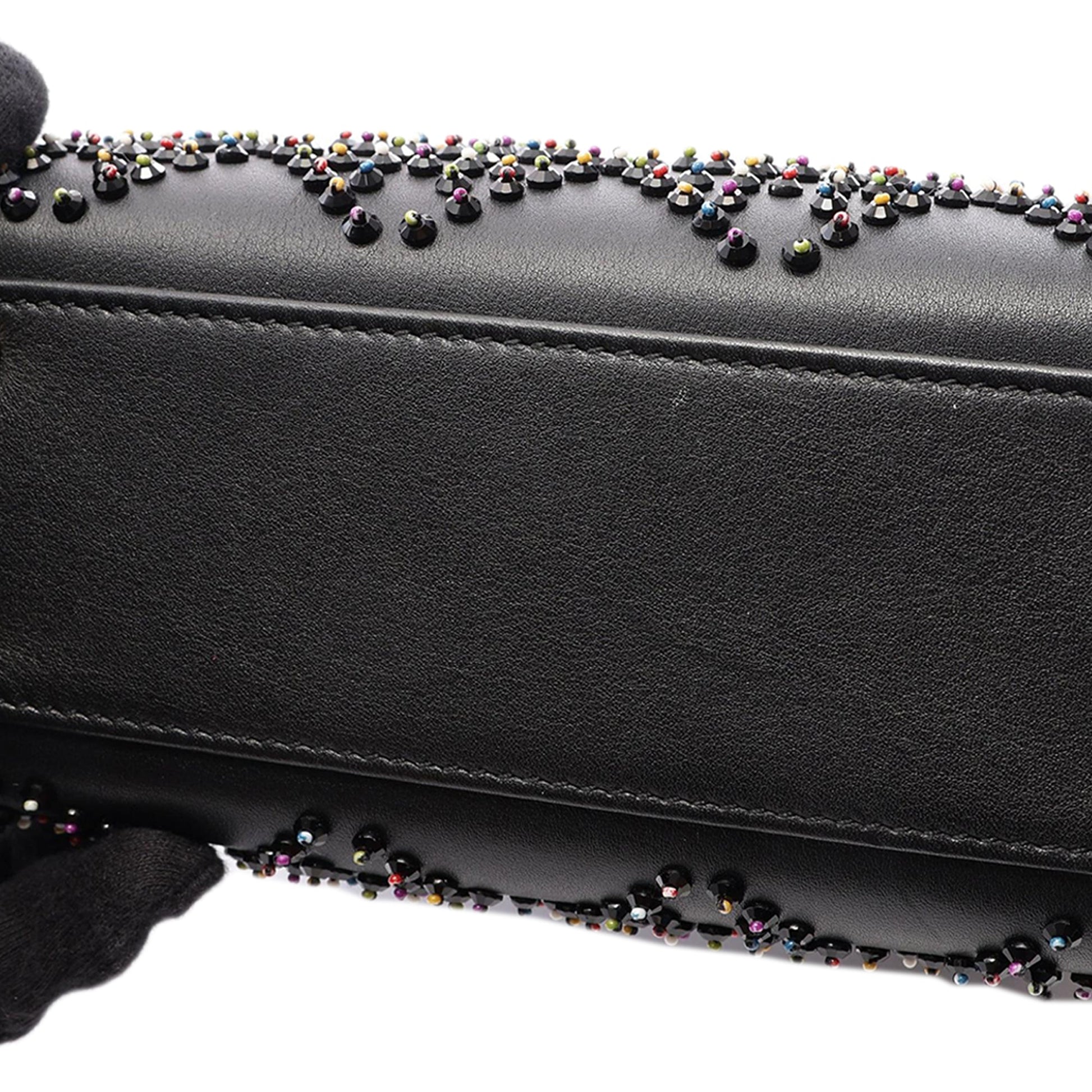 Dior Mini Lambskin Cannage Beaded Lady Dior