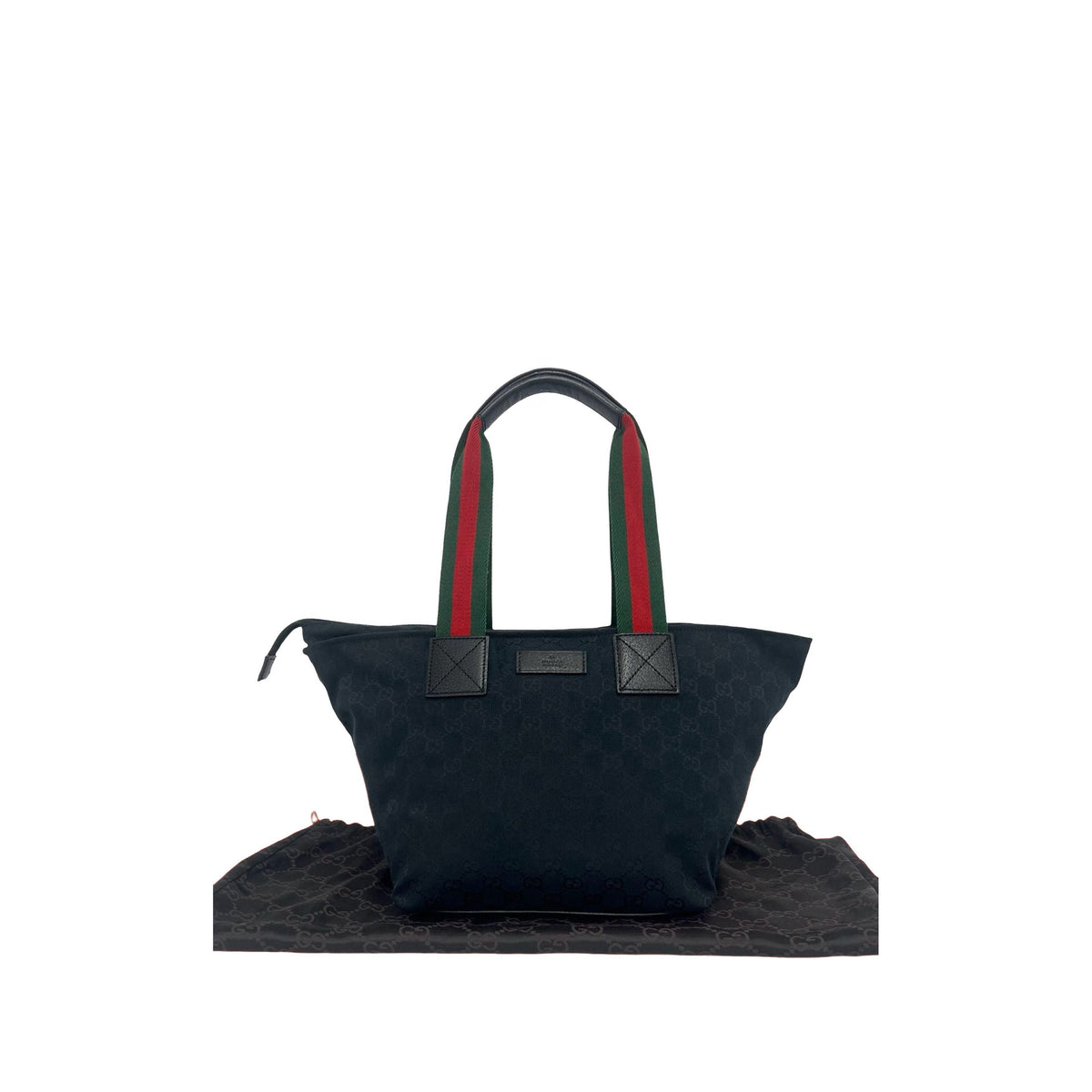 Gucci GG Canvas Web Tote — Black
