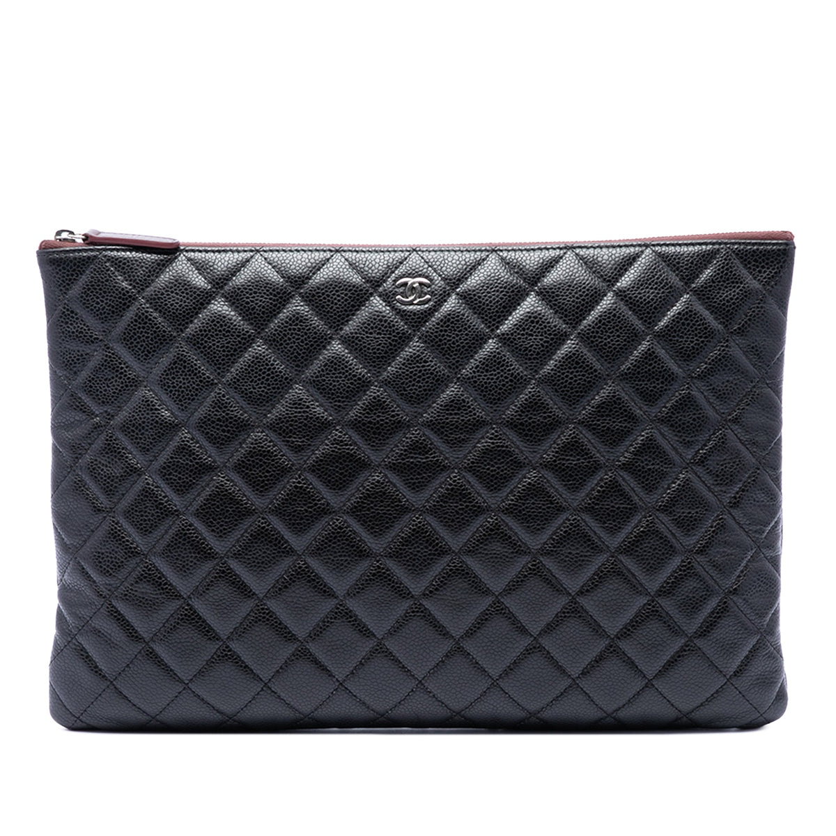 Chanel Large Quilted Caviar O Case Clutch