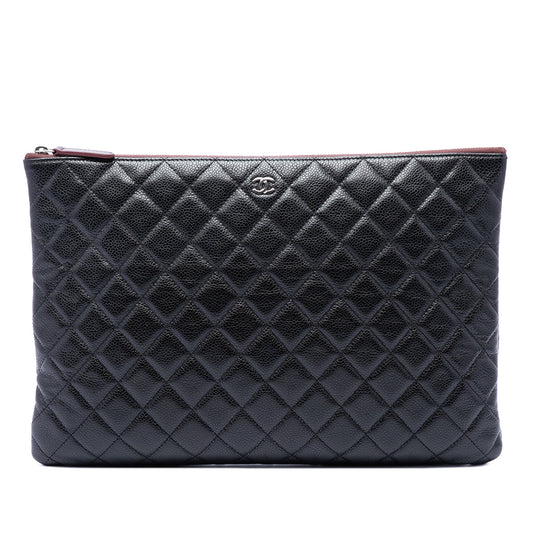 Chanel Large Quilted Caviar O Case Clutch