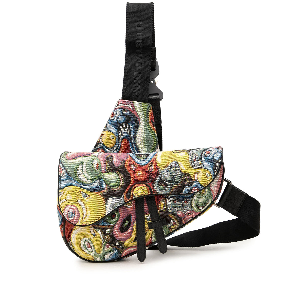 Dior Kenny Scharf Canvas Saddle Crossbody — Yellow