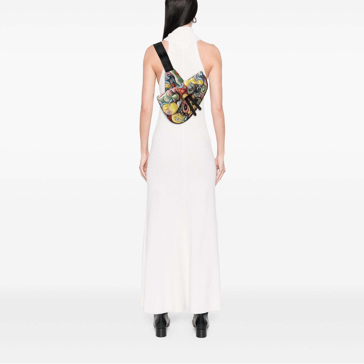 Dior Kenny Scharf Canvas Saddle Crossbody — Yellow