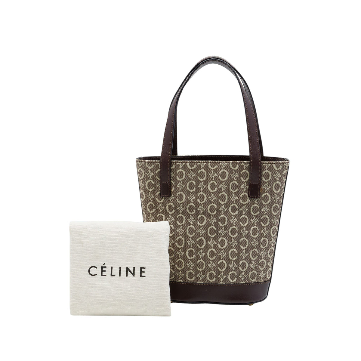 Celine C Macadam Canvas Bucket Bag — Gray