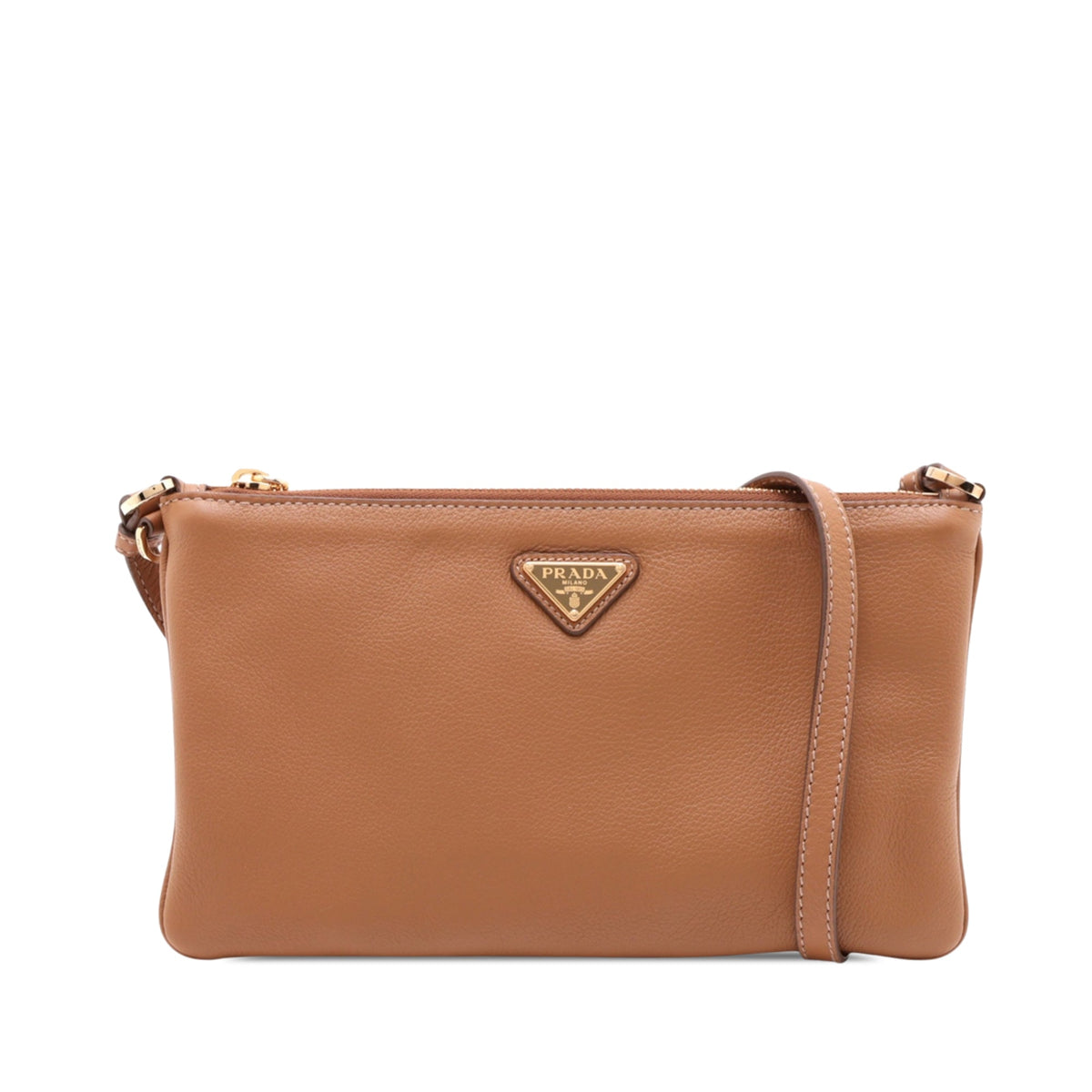 Prada Vitello Daino Crossbody — Brown